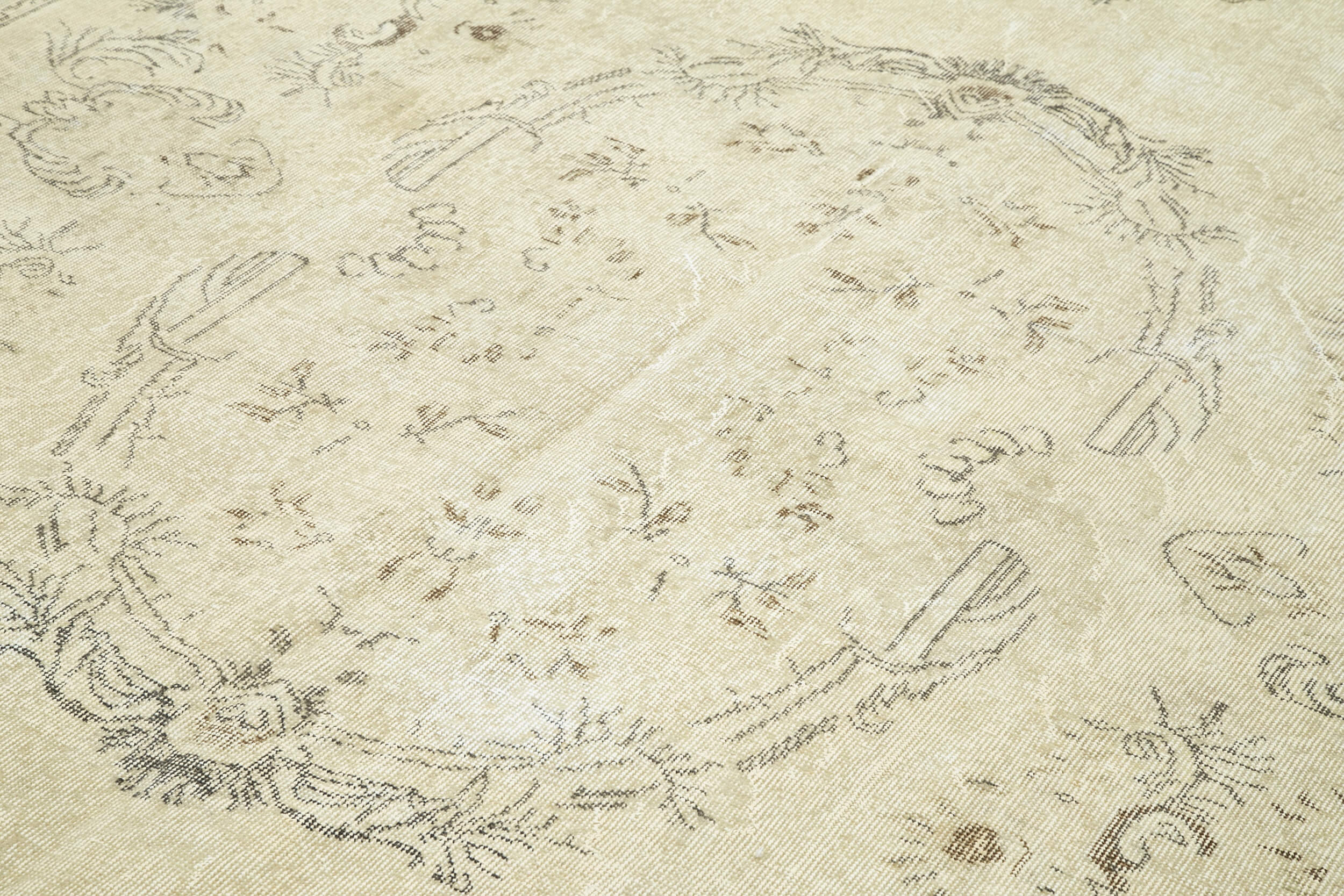 Handmade Wool Area Rug – Vintage Cotton Rug | Neutral Beige, Durable Cotton Weave