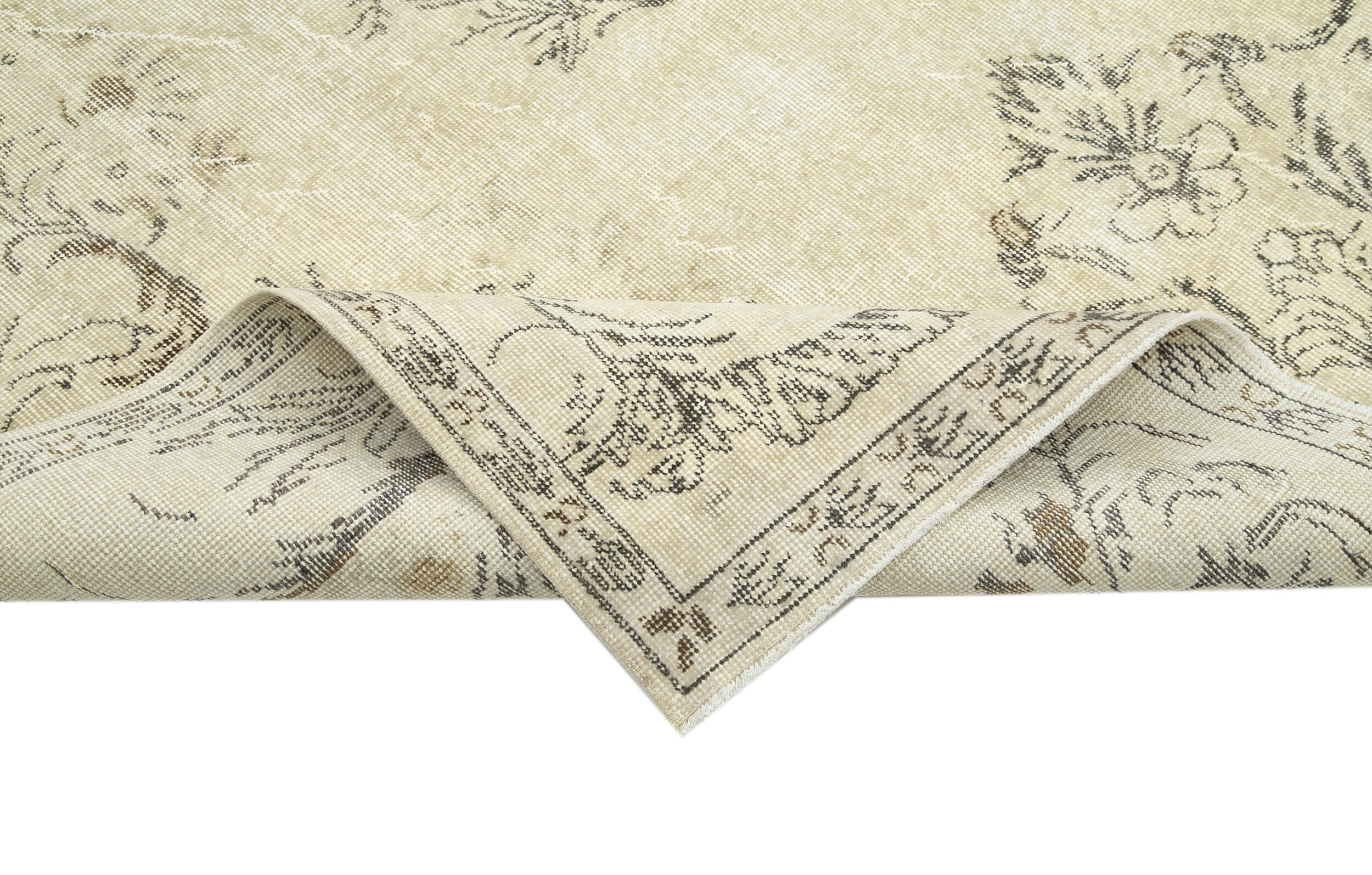 Handmade Wool Area Rug – Vintage Cotton Rug | Neutral Beige, Durable Cotton Weave