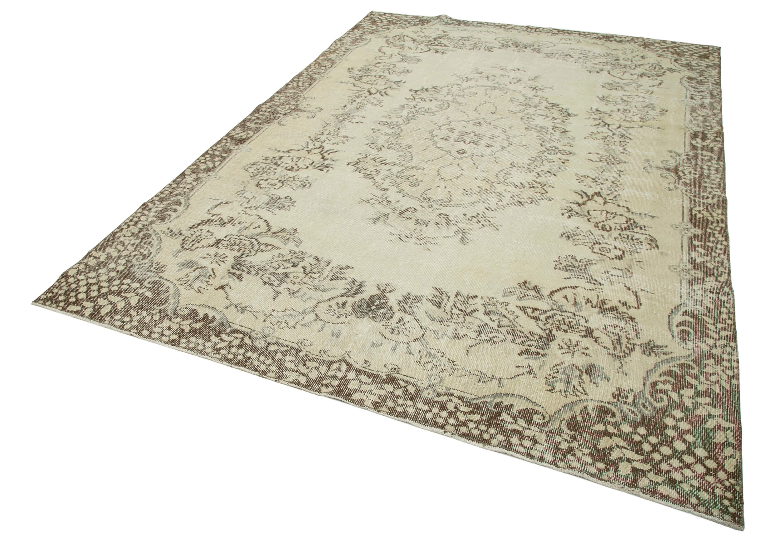 Handmade Vintage Area Rug – Durable Handmade Carpet | Neutral Beige Rug 6'10''x9'11''