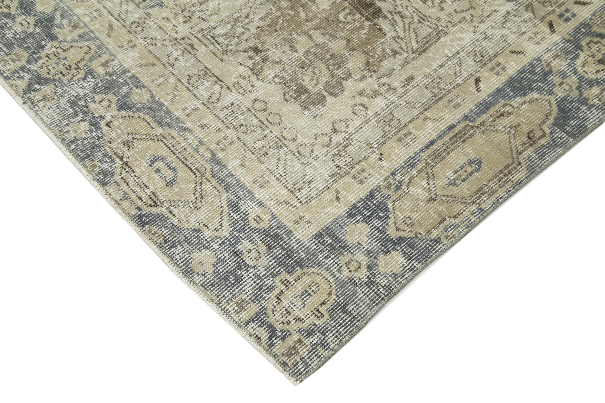 Handmade Vintage Area Rug – Beige Cotton Wool Blend Classic Area Rug 6'7''x10'4''