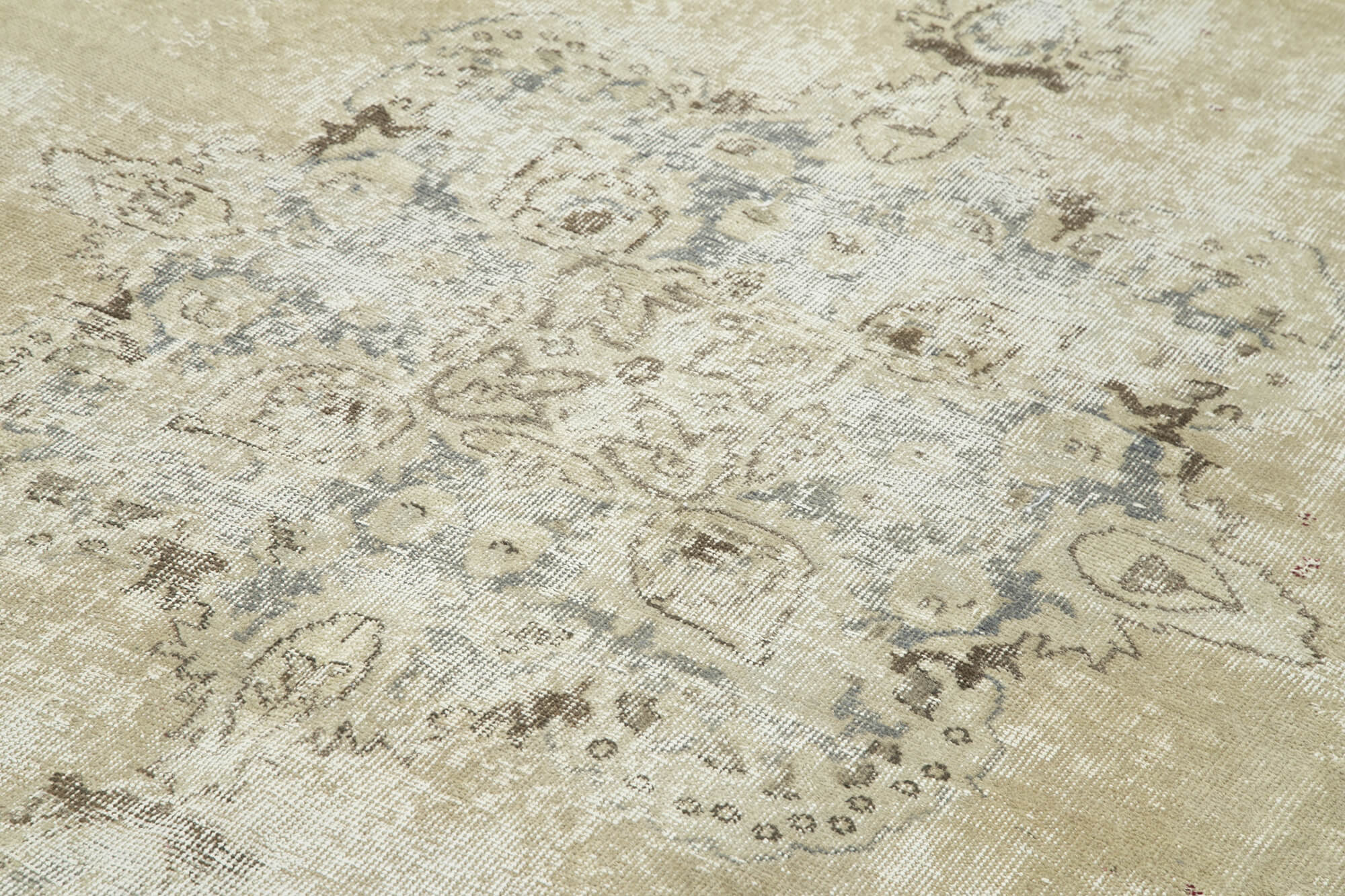 Handmade Vintage Area Rug – Beige Cotton Wool Blend Classic Area Rug 6'7''x10'4''