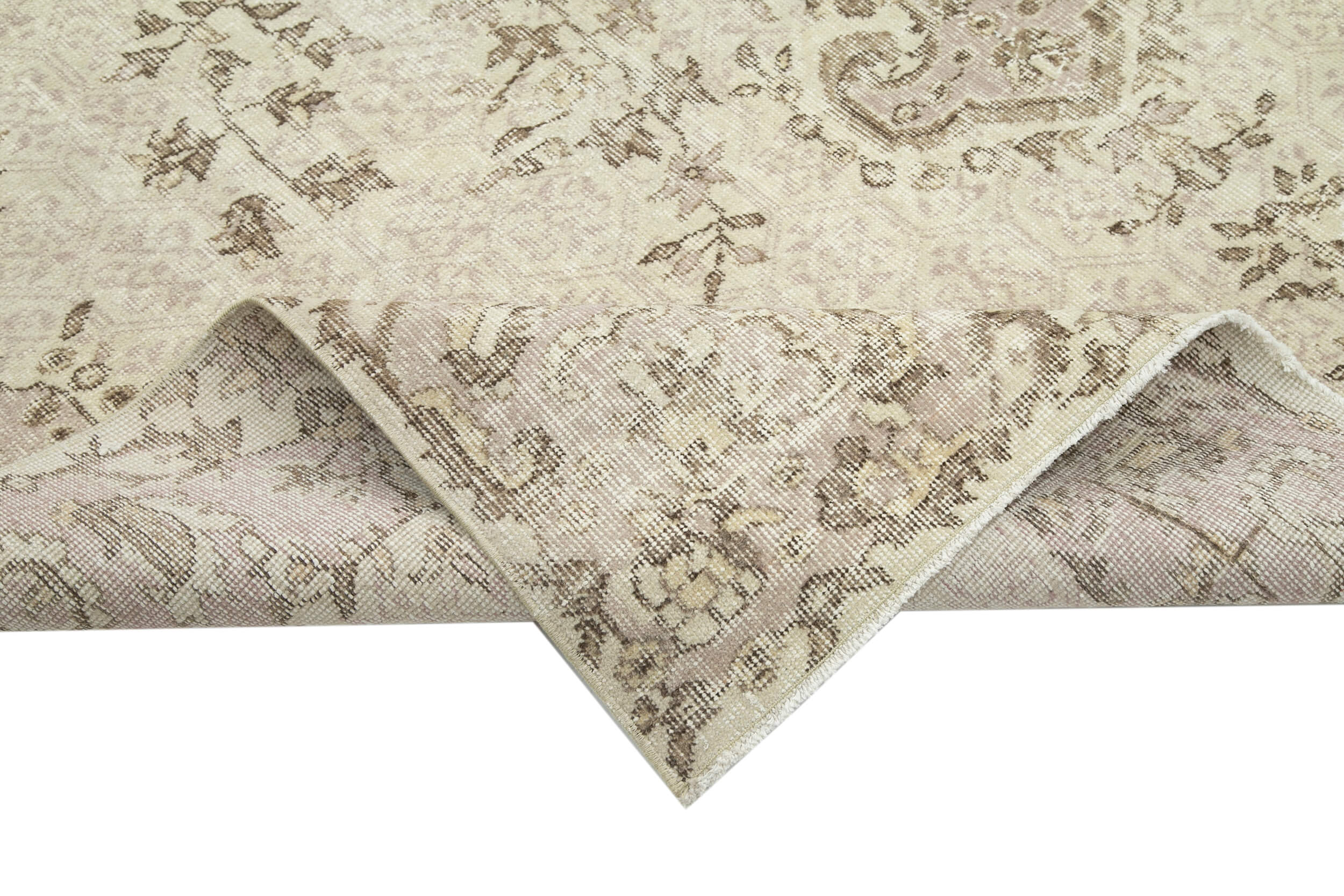 Handmade Area Rug - Vintage Beige Wool Cotton Rug, Hand Woven Turkish Carpet 6'9"x10'4"