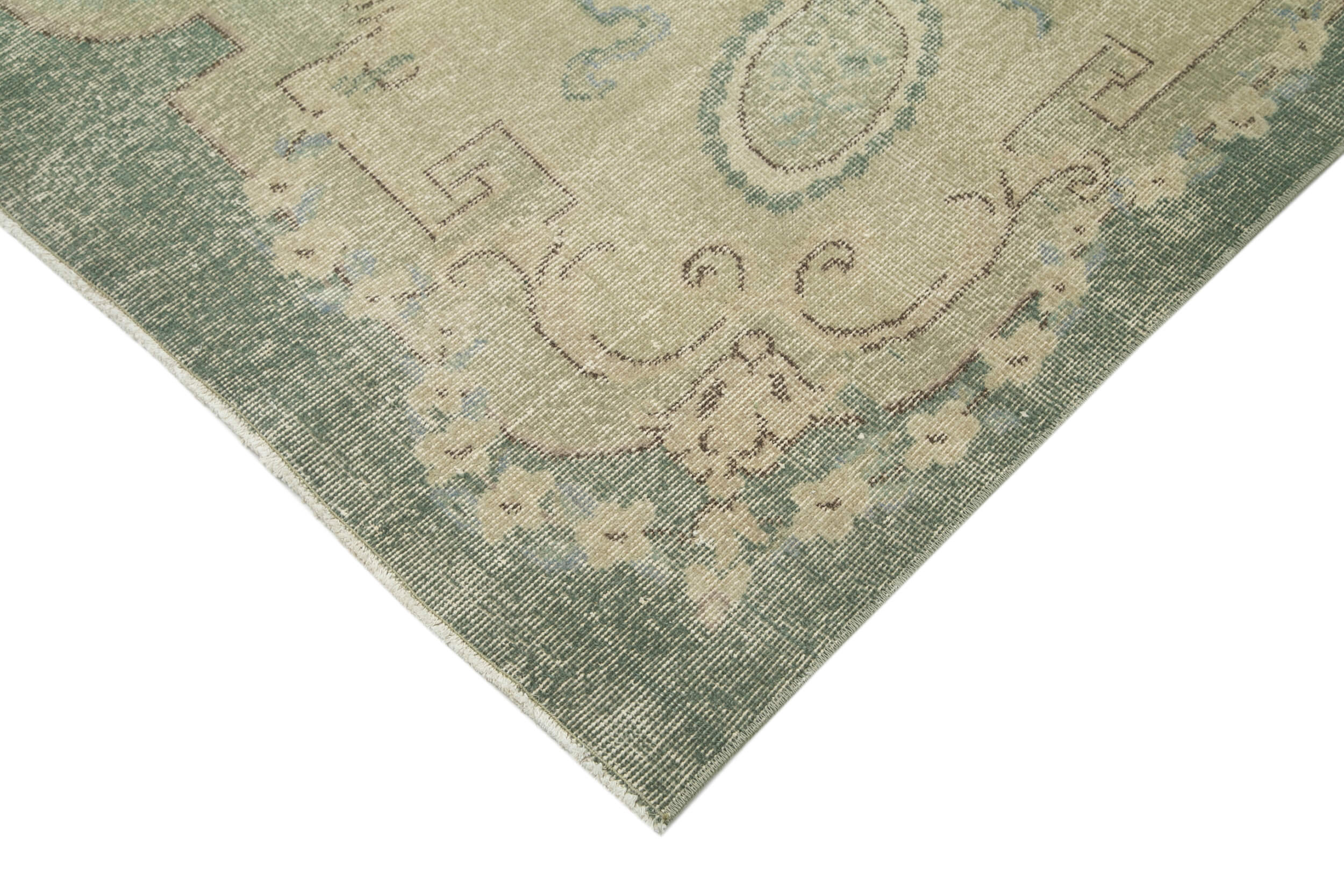 Handmade Wool Area Rug – Vintage Cotton Rug, Neutral Beige, 6'4''x11'5''