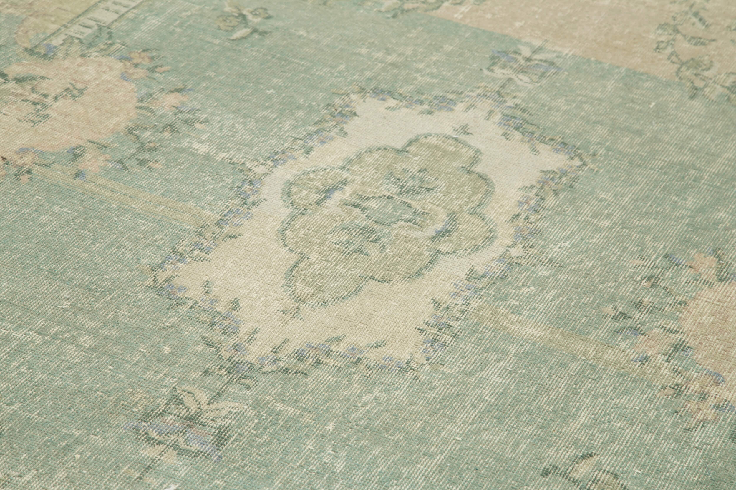 Handmade Wool Area Rug – Vintage Cotton Rug, Neutral Beige, 6'4''x11'5''