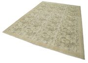 Handmade Wool Area Rug - Vintage Cotton Rug Turkish Hand Knotted Beige Wool Carpet 7'4''x10'7''