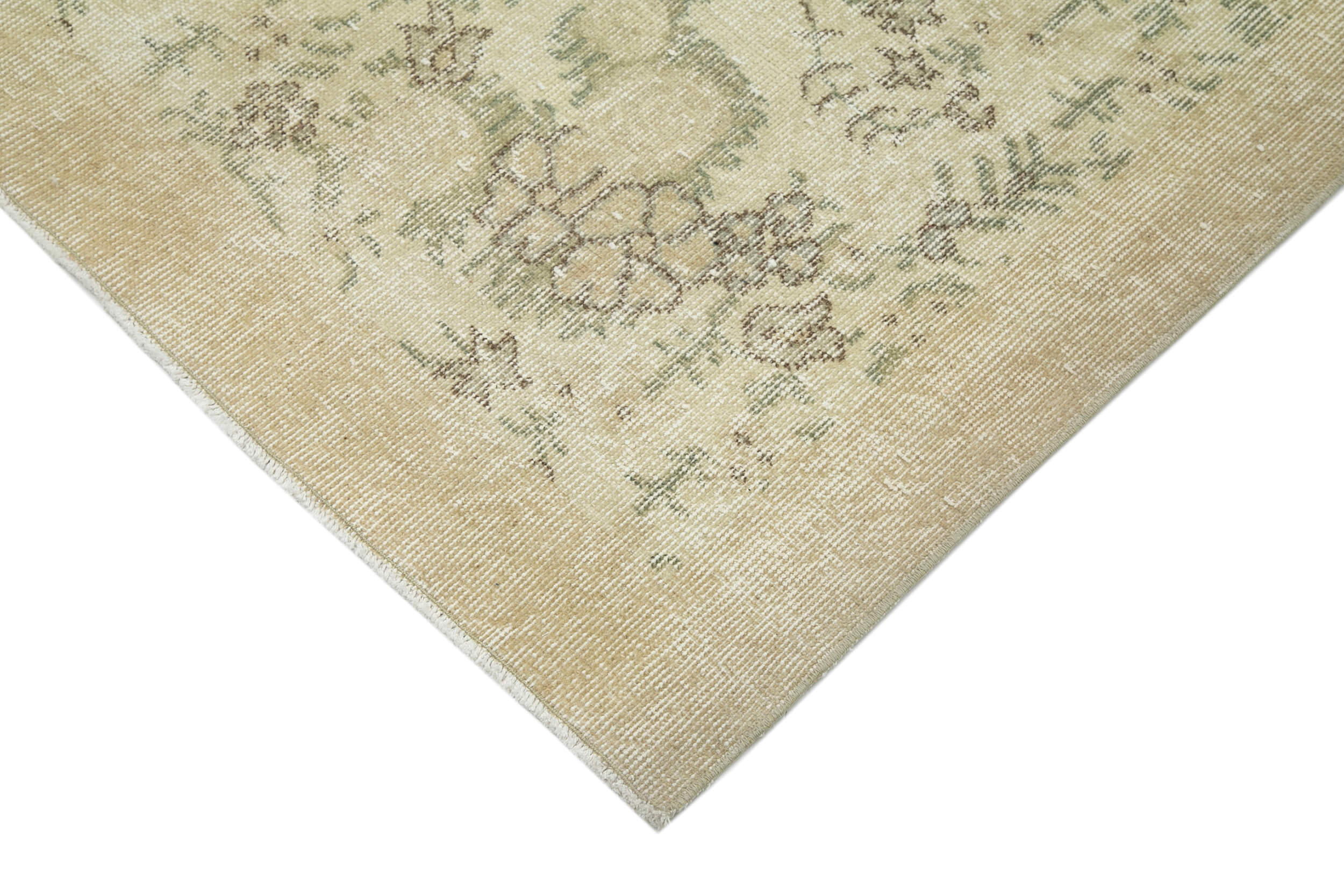 Handmade Wool Area Rug - Vintage Cotton Rug Turkish Hand Knotted Beige Wool Carpet 7'4''x10'7''