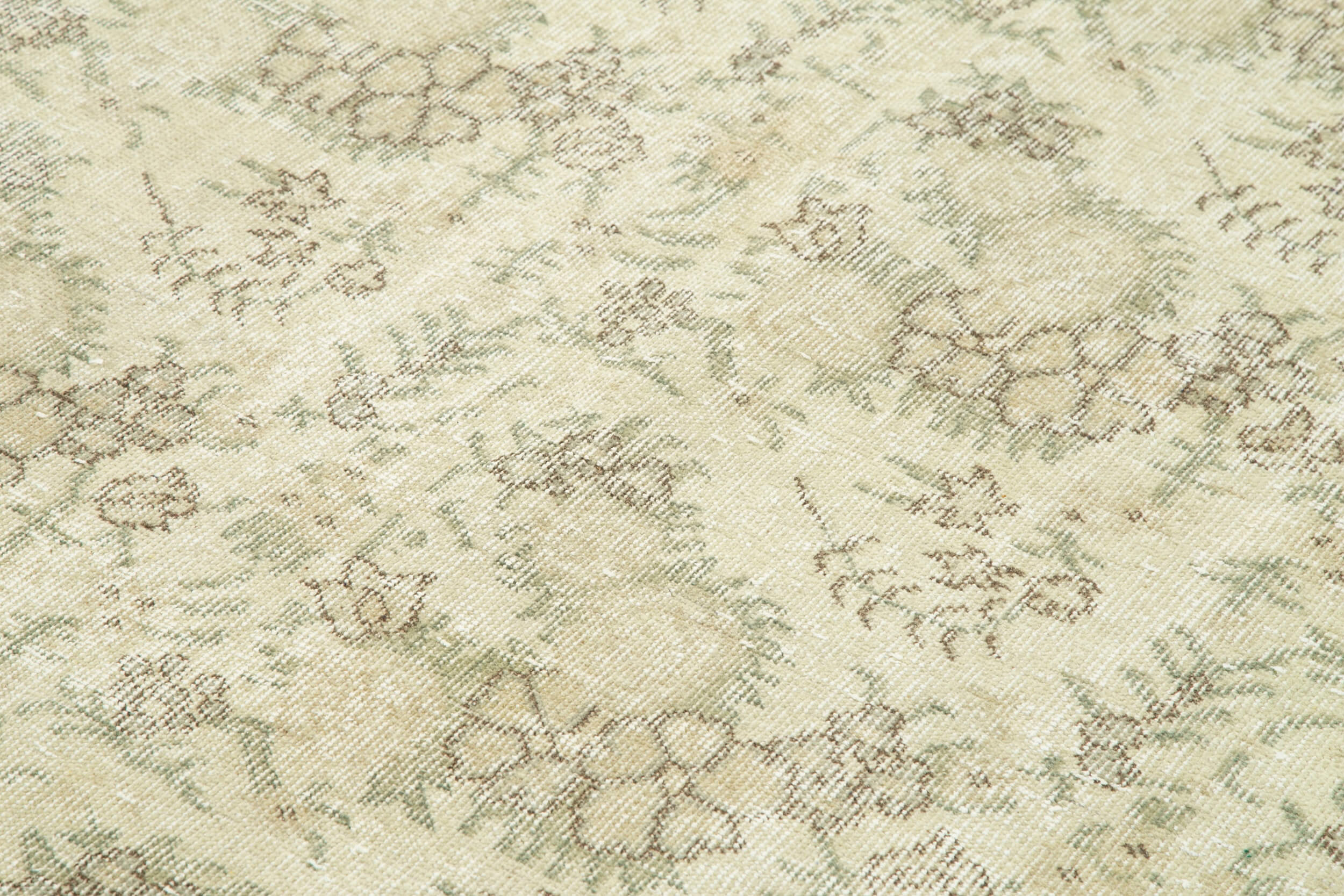 Handmade Wool Area Rug - Vintage Cotton Rug Turkish Hand Knotted Beige Wool Carpet 7'4''x10'7''