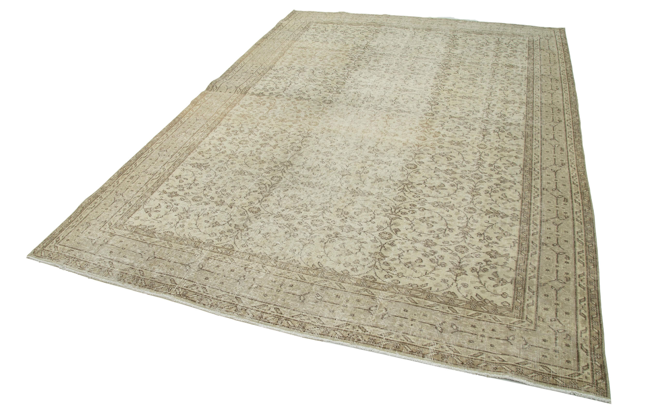 Handmade Wool Area Rug – Vintage Cotton Rug Beige Area Carpet 6'11''x10'0''