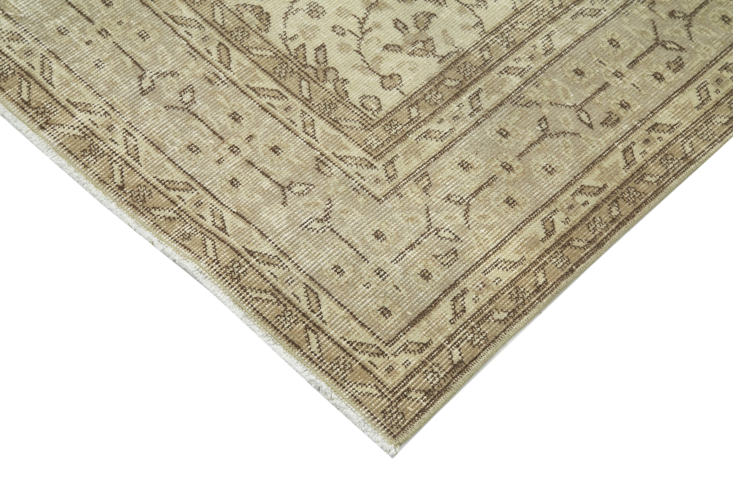 Handmade Wool Area Rug – Vintage Cotton Rug Beige Area Carpet 6'11''x10'0''
