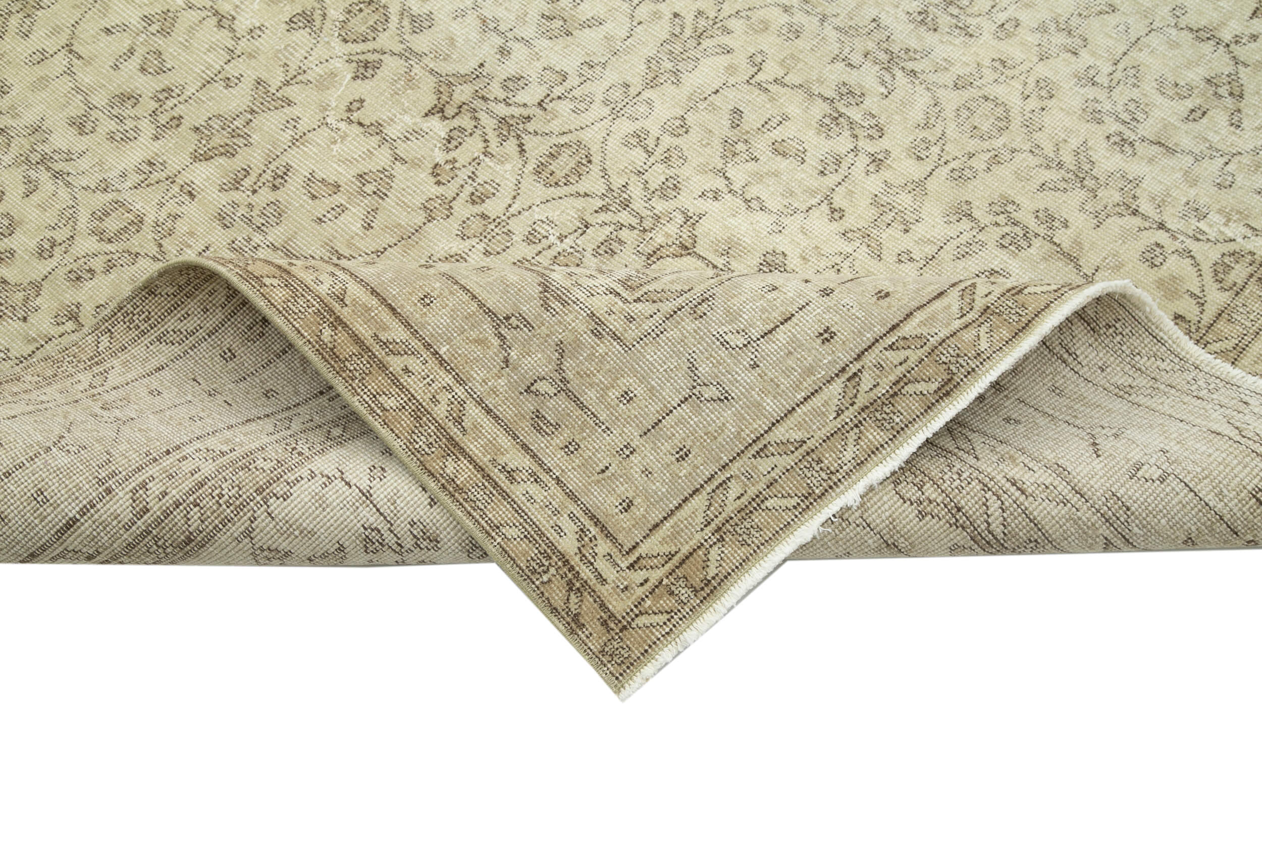 Handmade Wool Area Rug – Vintage Cotton Rug Beige Area Carpet 6'11''x10'0''
