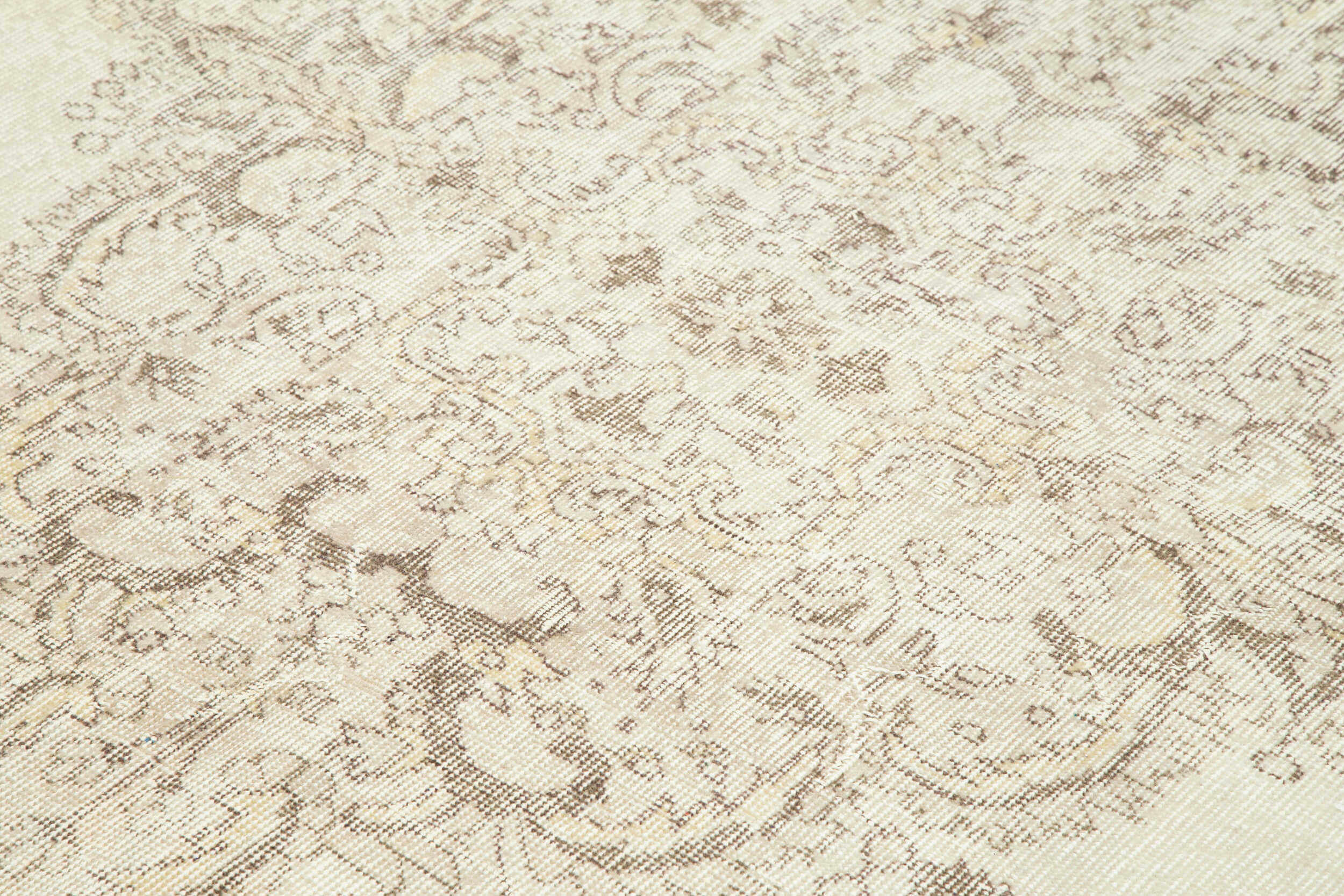 Handmade Vintage Area Rug - Neutral Beige Cotton Wool Rug 6'11''x10'5'' | Rustic Style