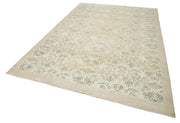 Handmade Vintage Area Rug – Neutral Beige Wool Cotton Carpet 6'11''x10'5''