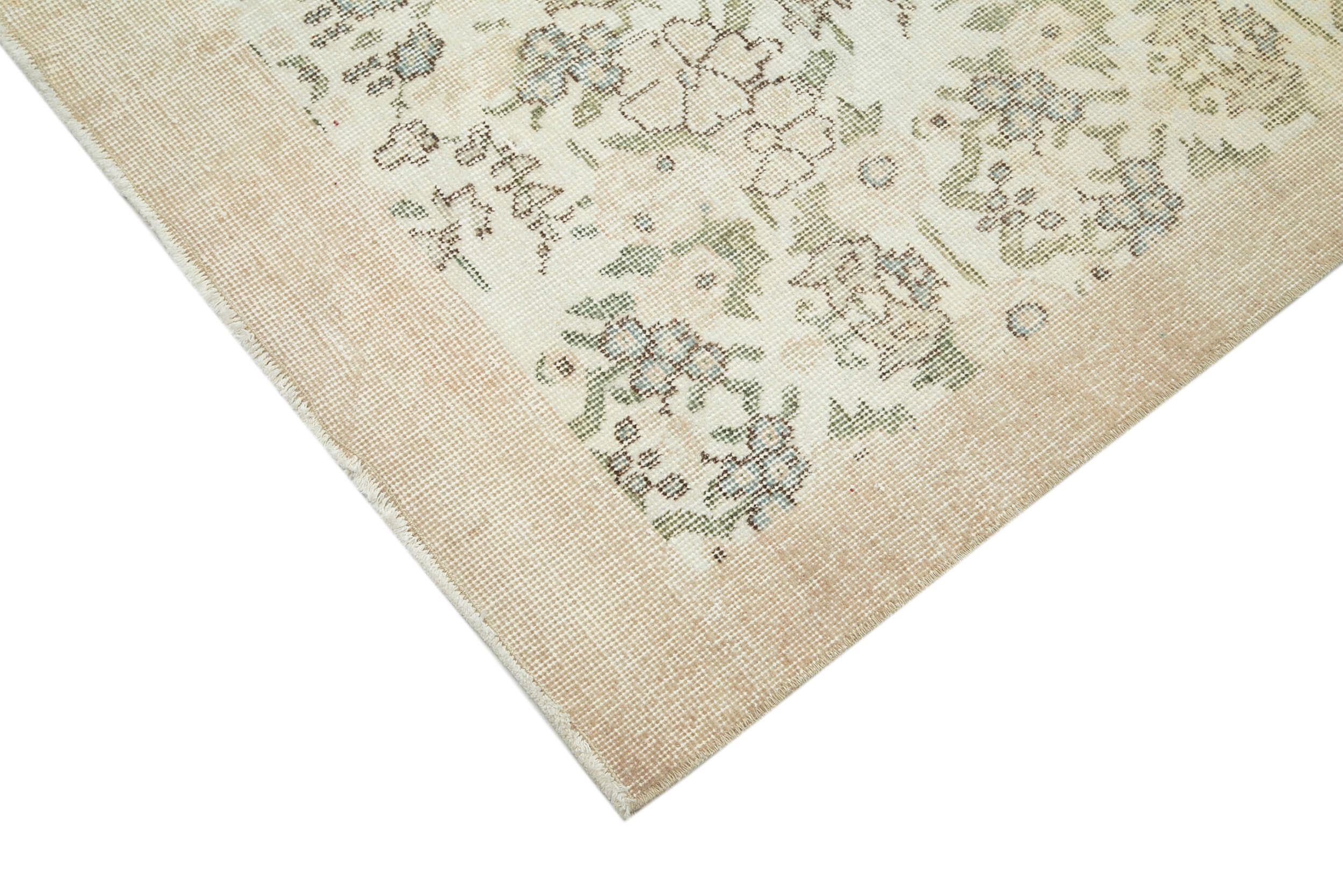 Handmade Vintage Area Rug – Neutral Beige Wool Cotton Carpet 6'11''x10'5''