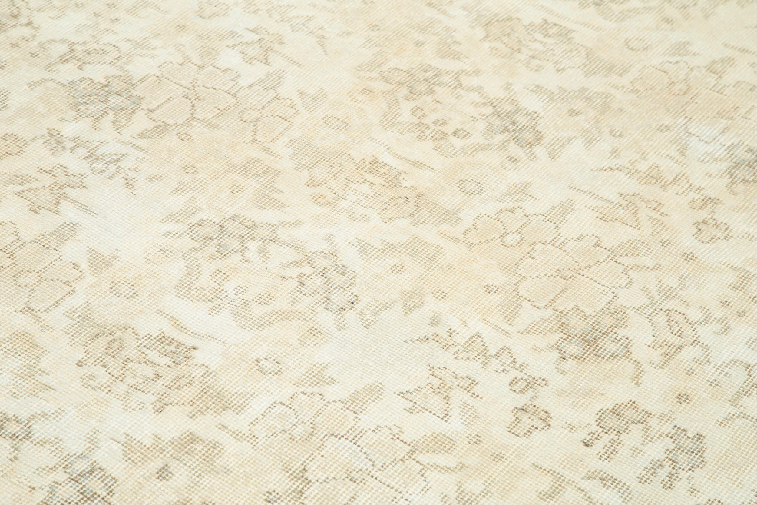 Handmade Vintage Area Rug – Neutral Beige Wool Cotton Carpet 6'11''x10'5''