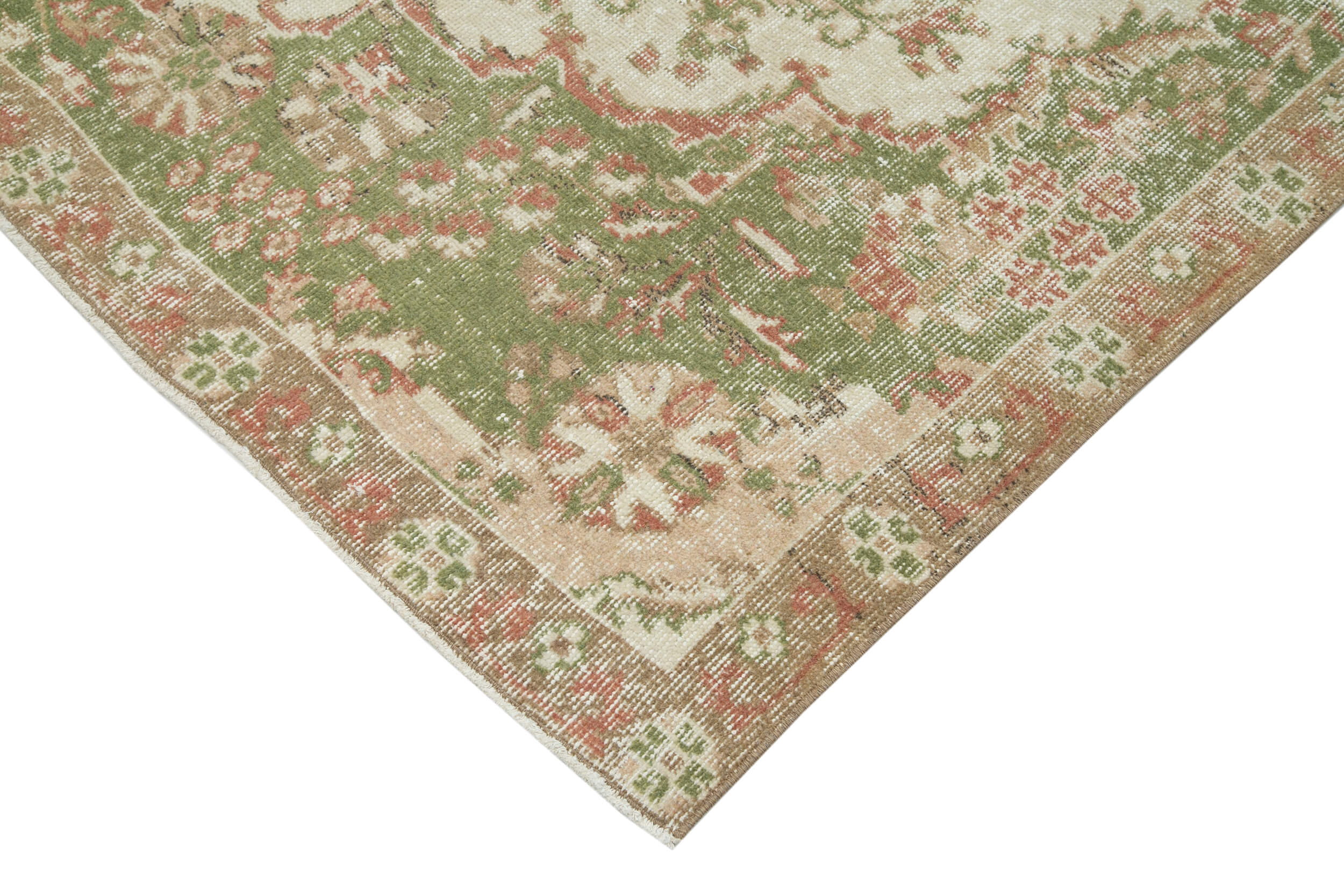 Vintage Handmade Area Rug – Hand Woven Cotton Wool Carpet, Beige Neutral Color Rug 6'8''x10'2''
