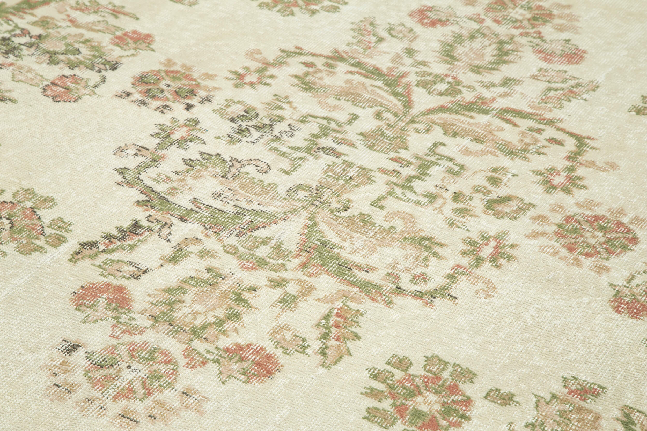 Vintage Handmade Area Rug – Hand Woven Cotton Wool Carpet, Beige Neutral Color Rug 6'8''x10'2''