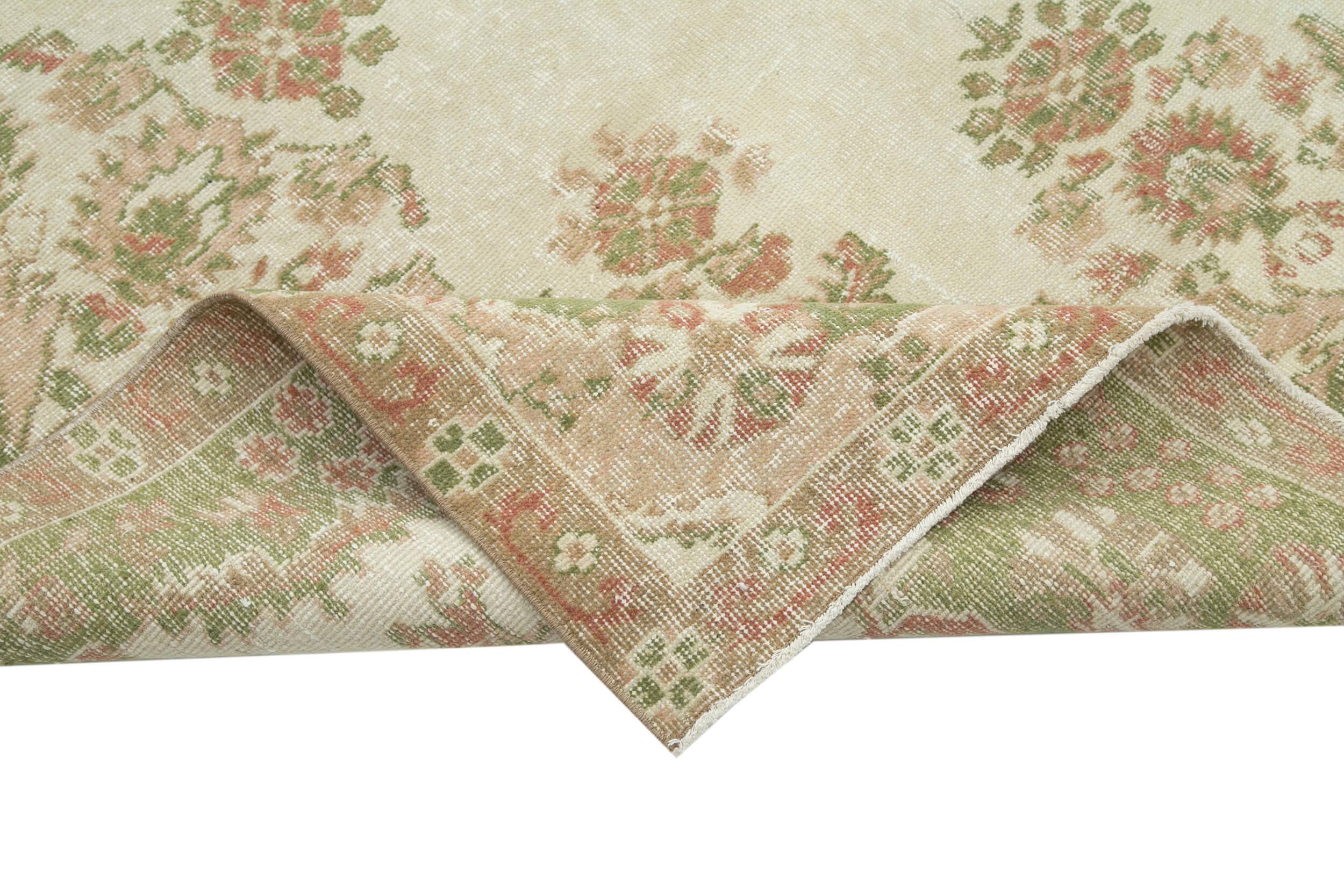 Vintage Handmade Area Rug – Hand Woven Cotton Wool Carpet, Beige Neutral Color Rug 6'8''x10'2''