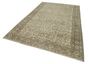 Handmade Wool Area Rug – Vintage Cotton Rug Beige Area Carpet 6'7''x10'4''