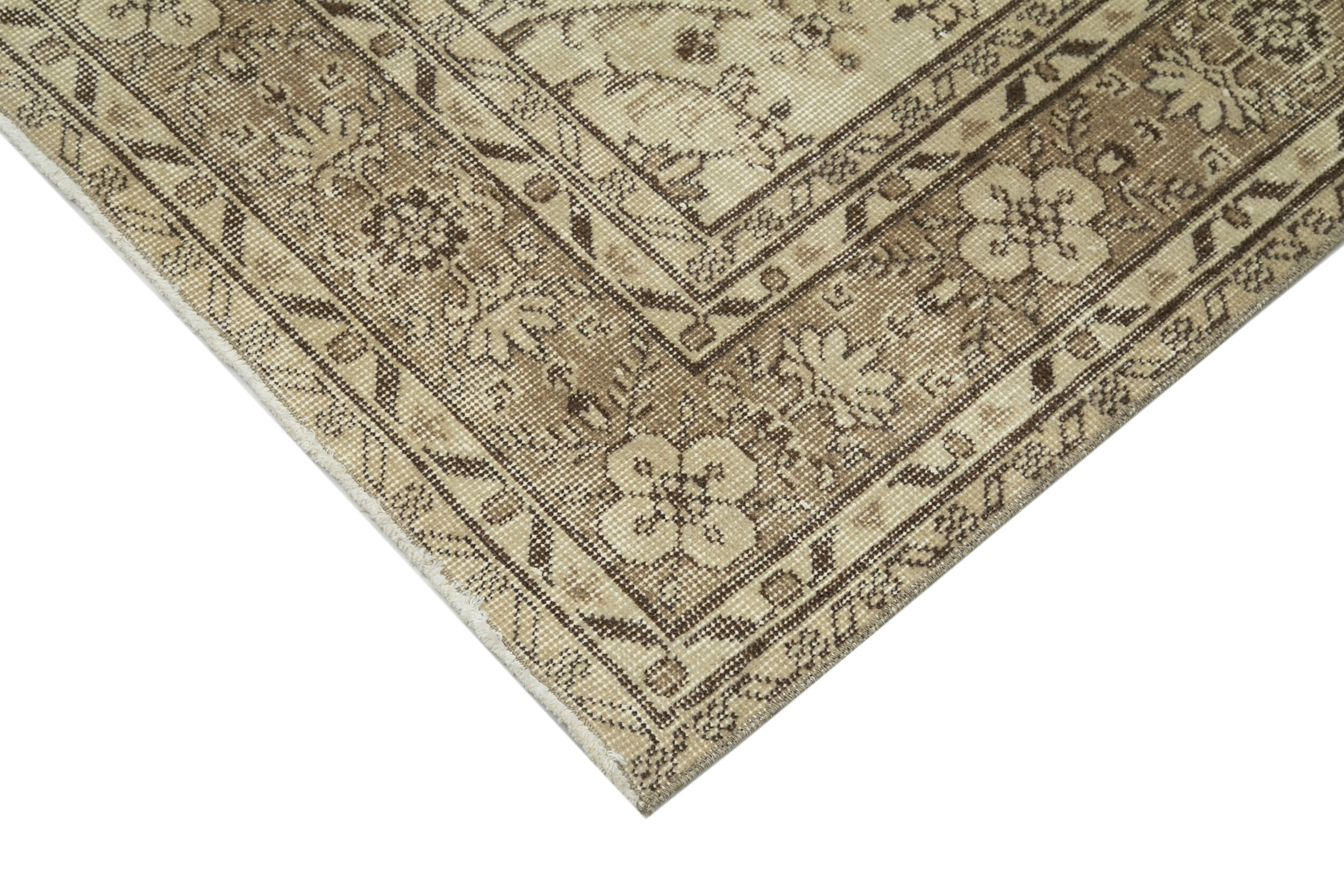Handmade Wool Area Rug – Vintage Cotton Rug Beige Area Carpet 6'7''x10'4''