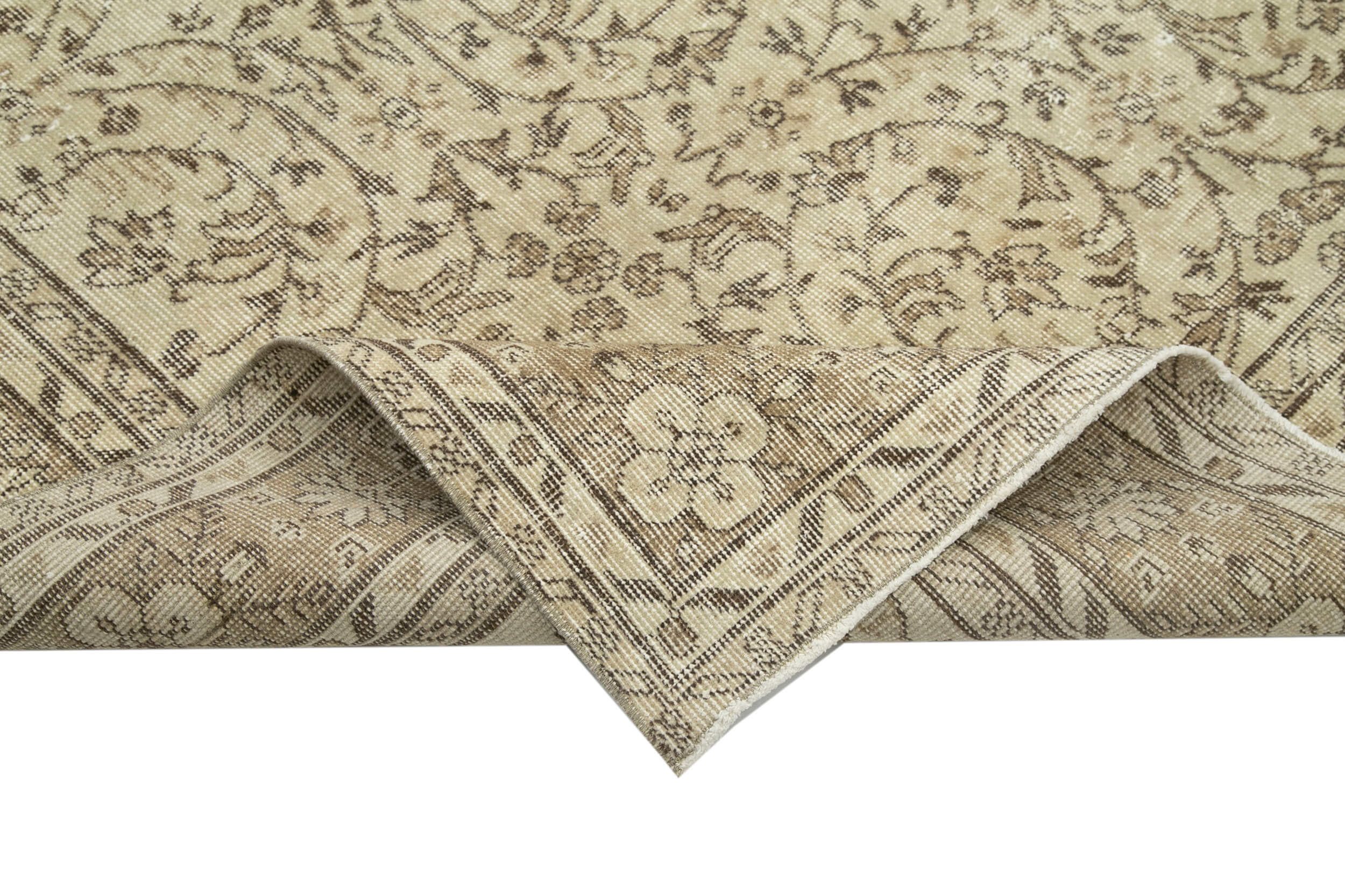 Handmade Wool Area Rug – Vintage Cotton Rug Beige Area Carpet 6'7''x10'4''