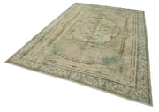 Handmade Vintage Area Rug – Neutral Beige Cotton & Wool Rug 7'2''x10'6''