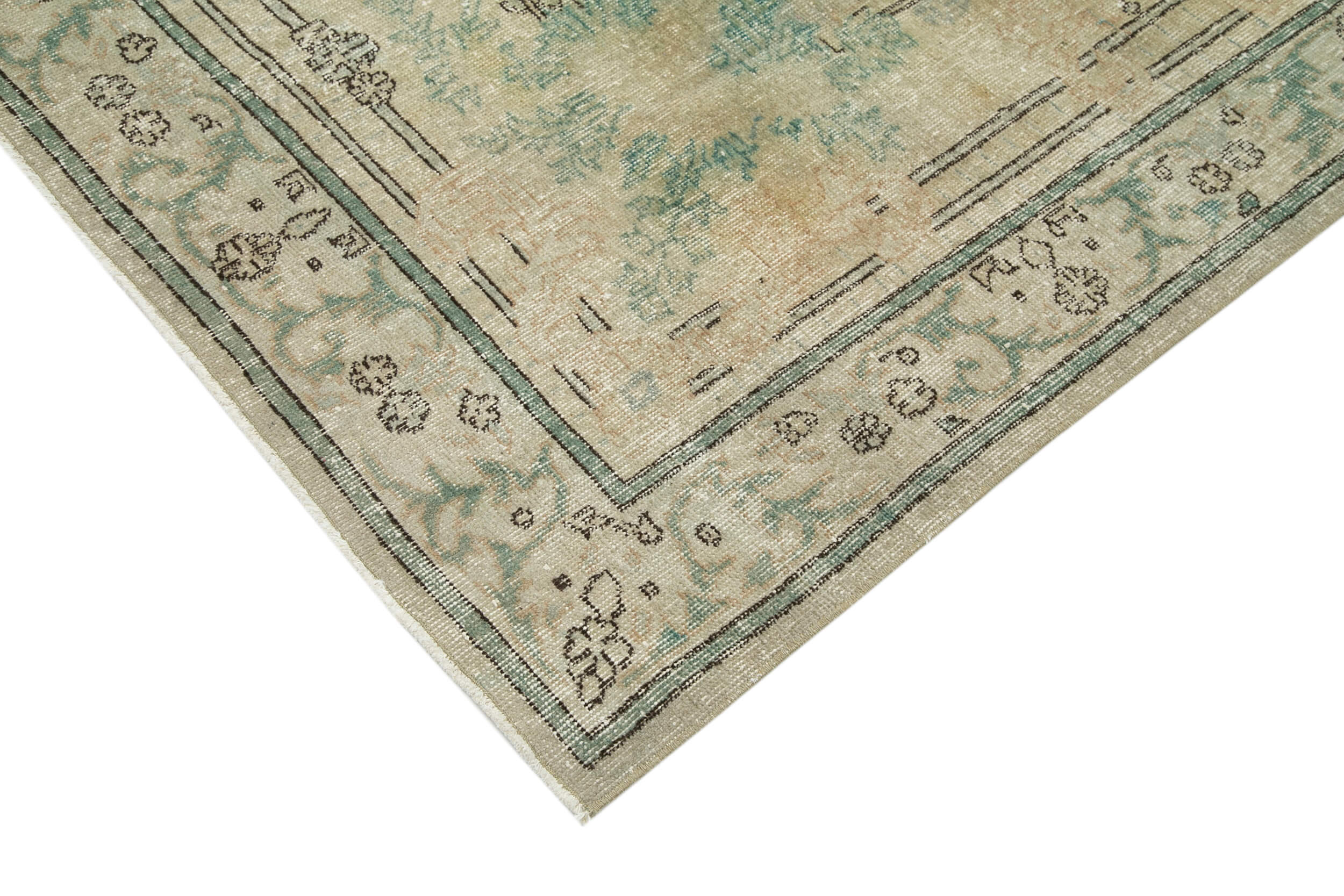 Handmade Vintage Area Rug – Neutral Beige Cotton & Wool Rug 7'2''x10'6''