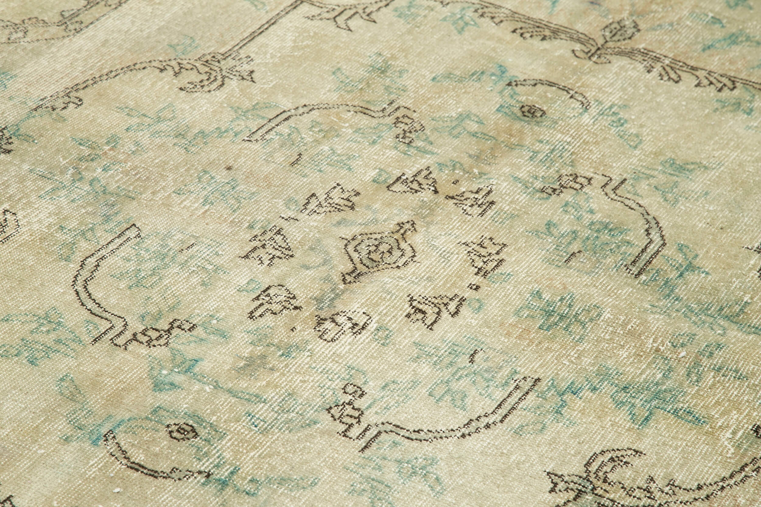 Handmade Vintage Area Rug – Neutral Beige Cotton & Wool Rug 7'2''x10'6''