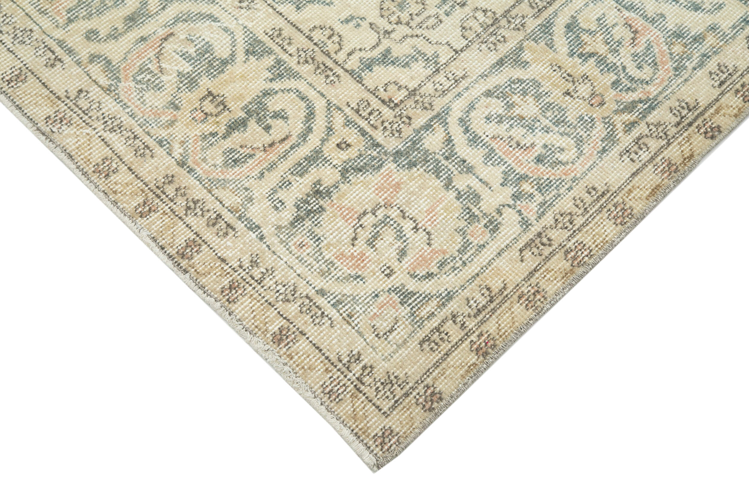 Handmade Area Rug – Vintage Cotton Wool Turkish Hand Knotted Carpet 6'5"x10'7"