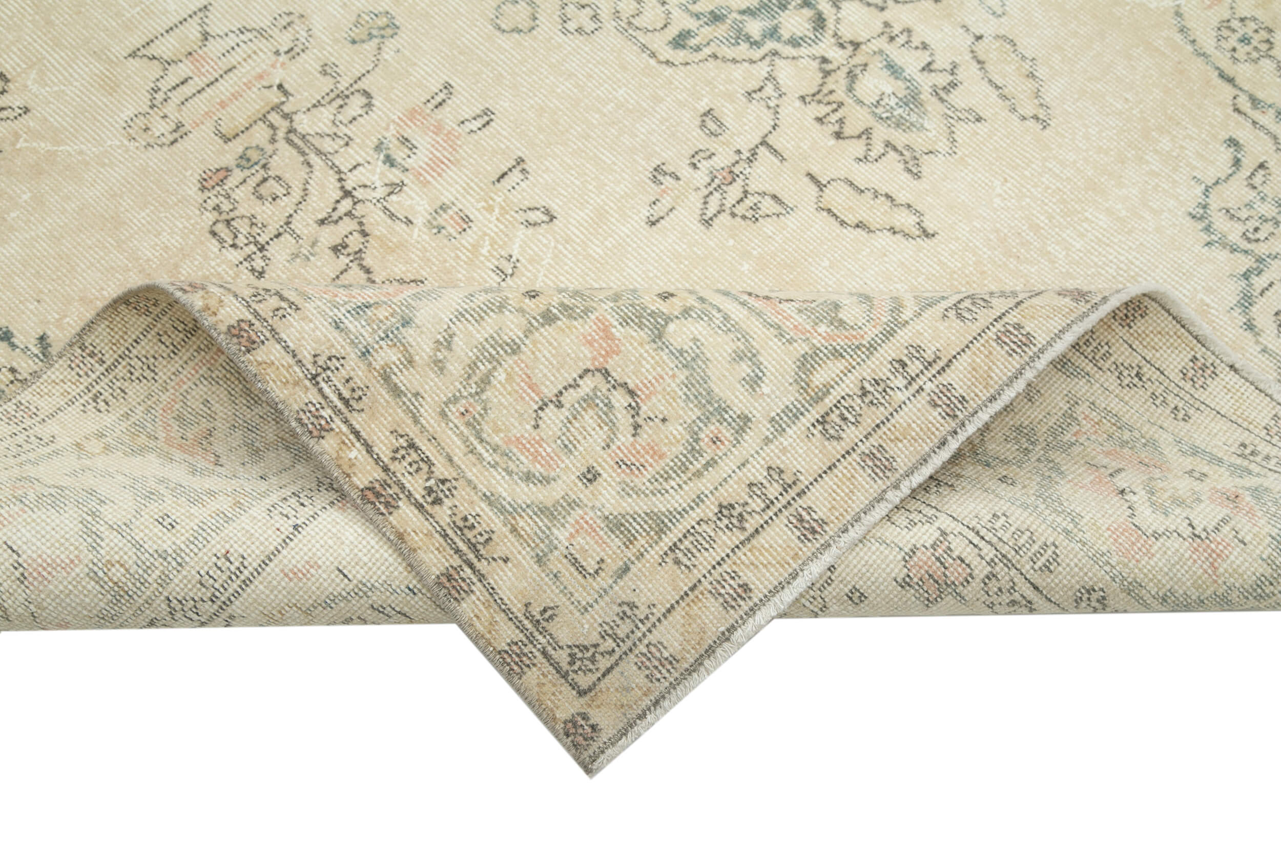 Handmade Area Rug – Vintage Cotton Wool Turkish Hand Knotted Carpet 6'5"x10'7"