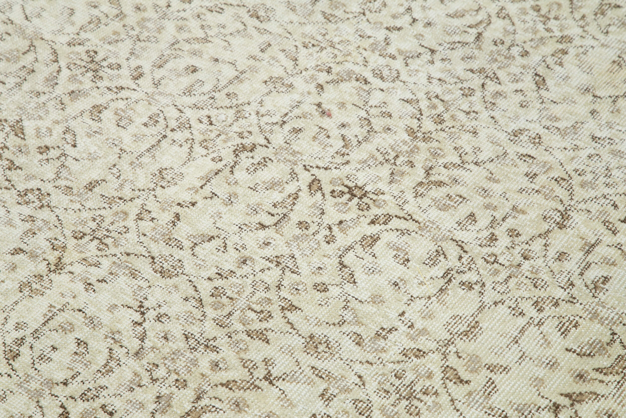 Handmade Wool Area Rug – Vintage Cotton Rug, Neutral Beige, 6'11''x9'11''
