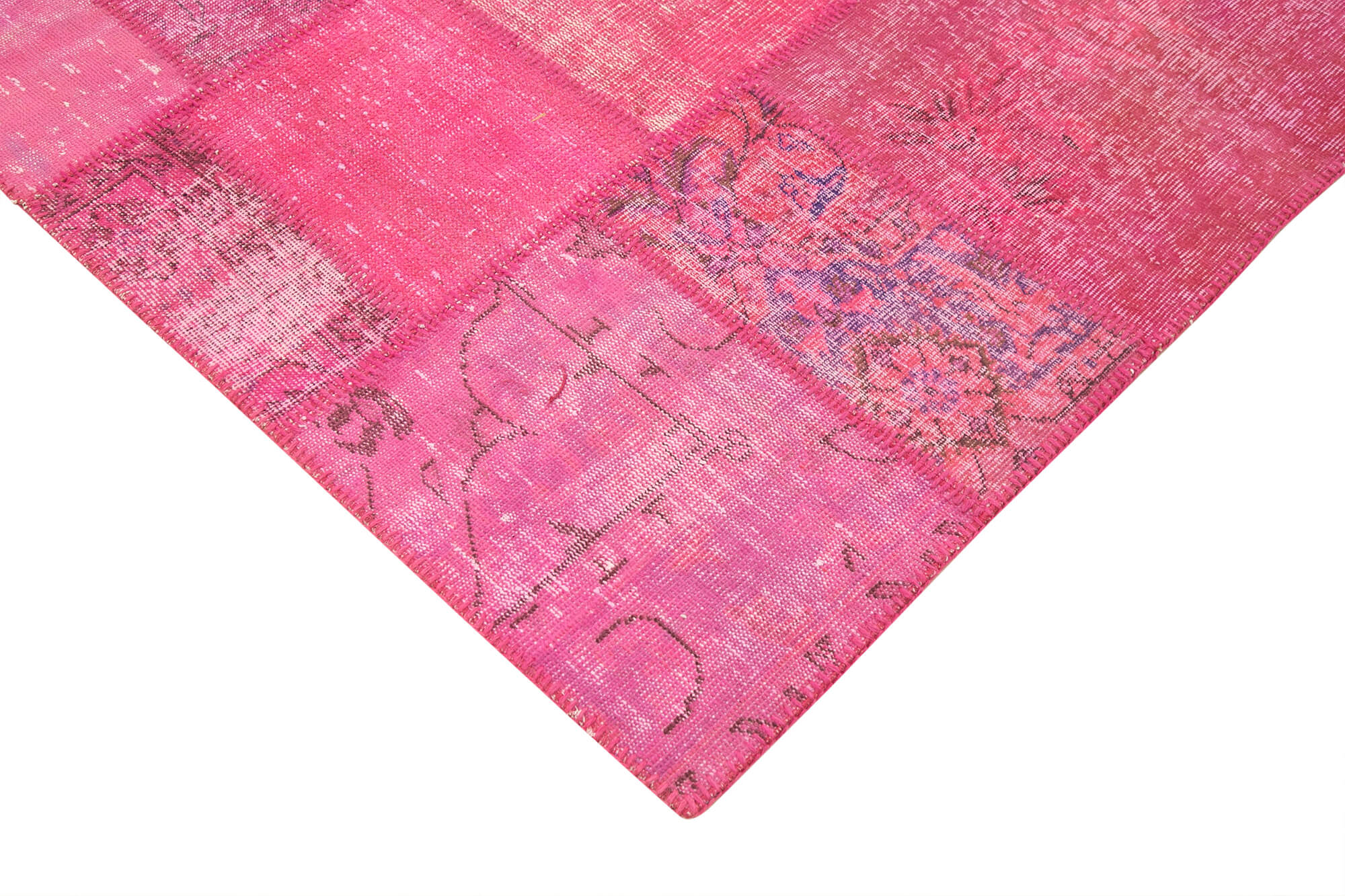 Handmade Patchwork Rug – Pink Patchwork Carpet Cotton Wool Area Rug 8'0''x11'7''