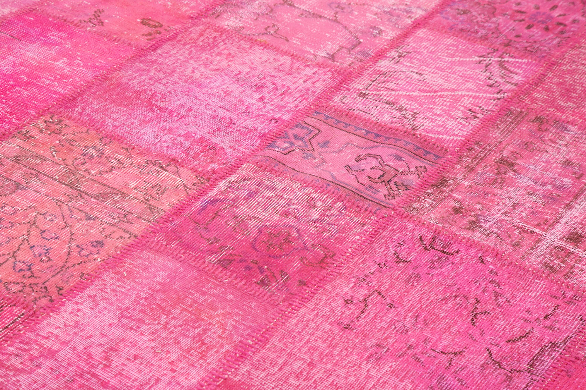Handmade Patchwork Rug – Pink Patchwork Carpet Cotton Wool Area Rug 8'0''x11'7''