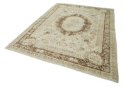 Handmade Wool Area Rug – Vintage Cotton Rug, Beige, 7'0'' x 9'5'' Durable Cotton Weave