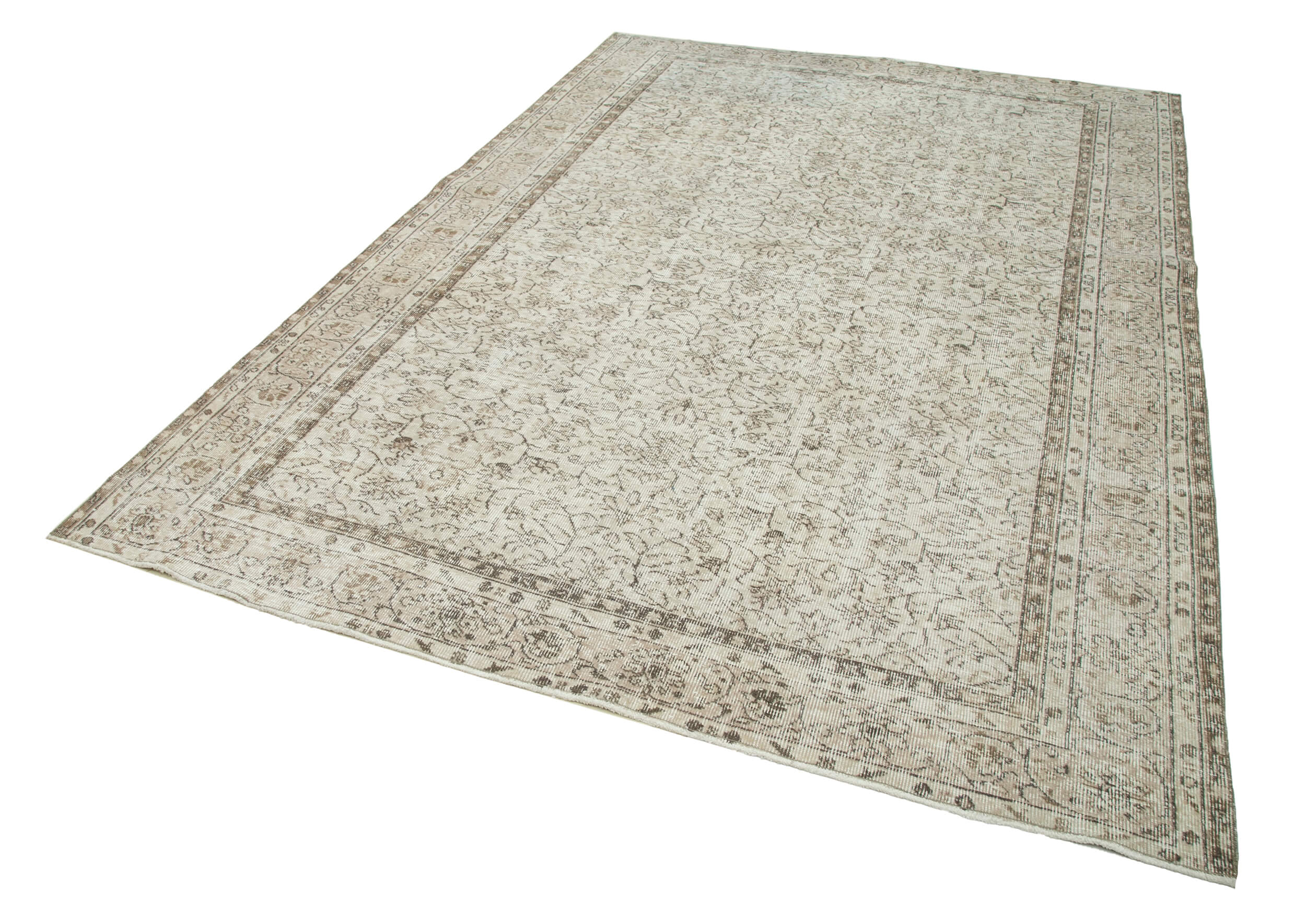 Vintage Wool Area Rug – Handmade Turkish Hand Knotted Beige Vintage Carpet 6'9" x 10'1"