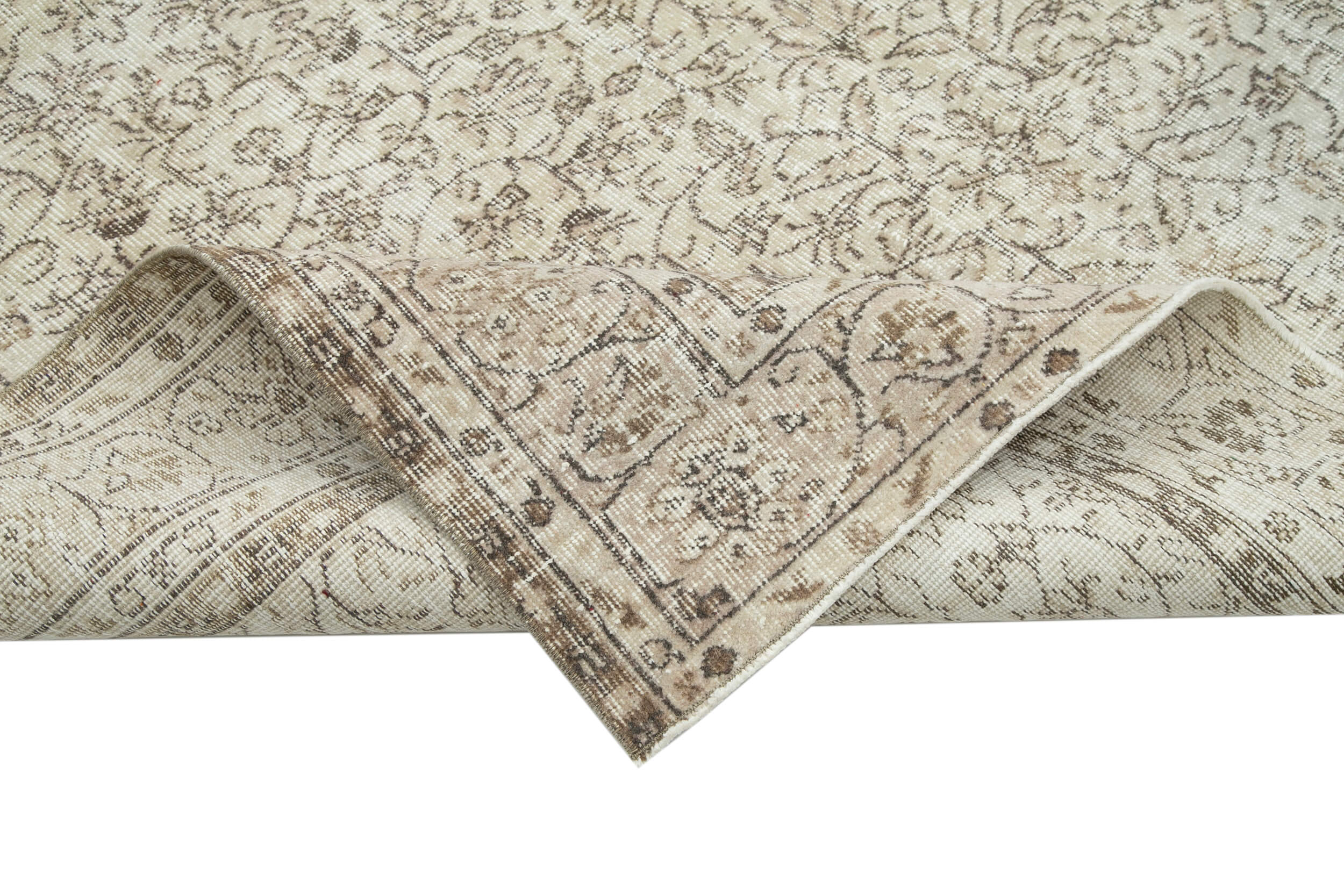 Vintage Wool Area Rug – Handmade Turkish Hand Knotted Beige Vintage Carpet 6'9" x 10'1"