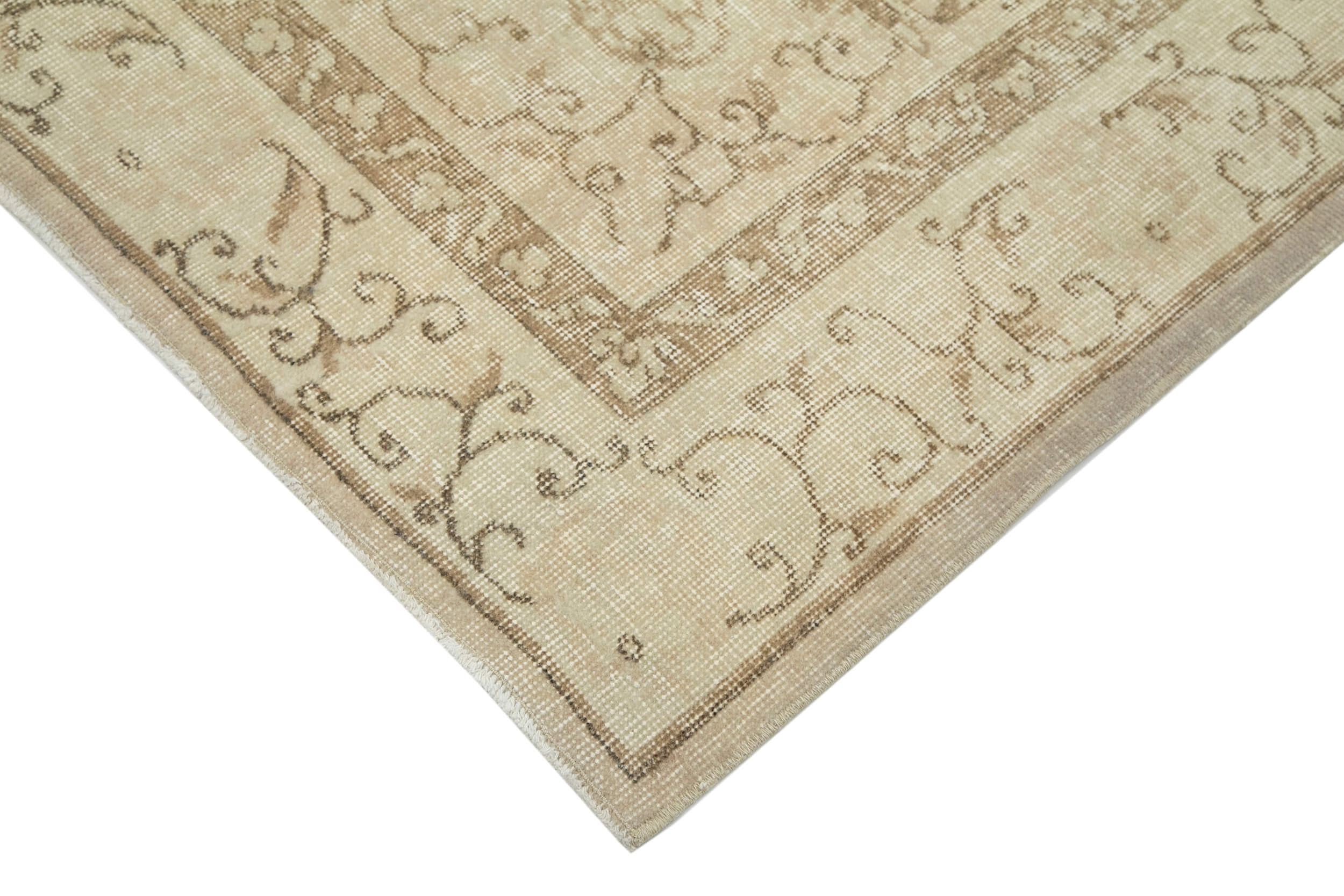 Handmade Wool Area Rug – Vintage Cotton Rug Beige 6'11''x9'10'' Durable Soft Carpet