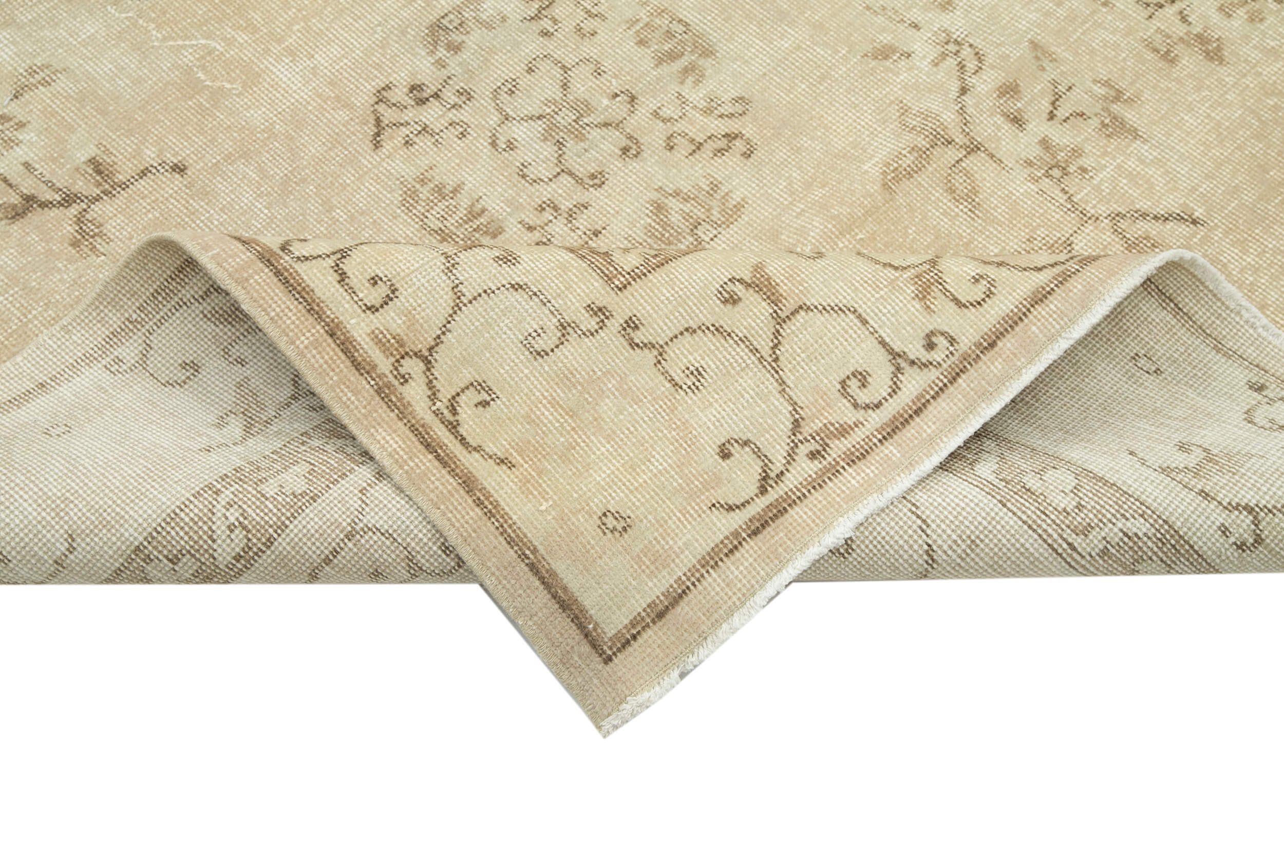 Handmade Wool Area Rug – Vintage Cotton Rug Beige 6'11''x9'10'' Durable Soft Carpet