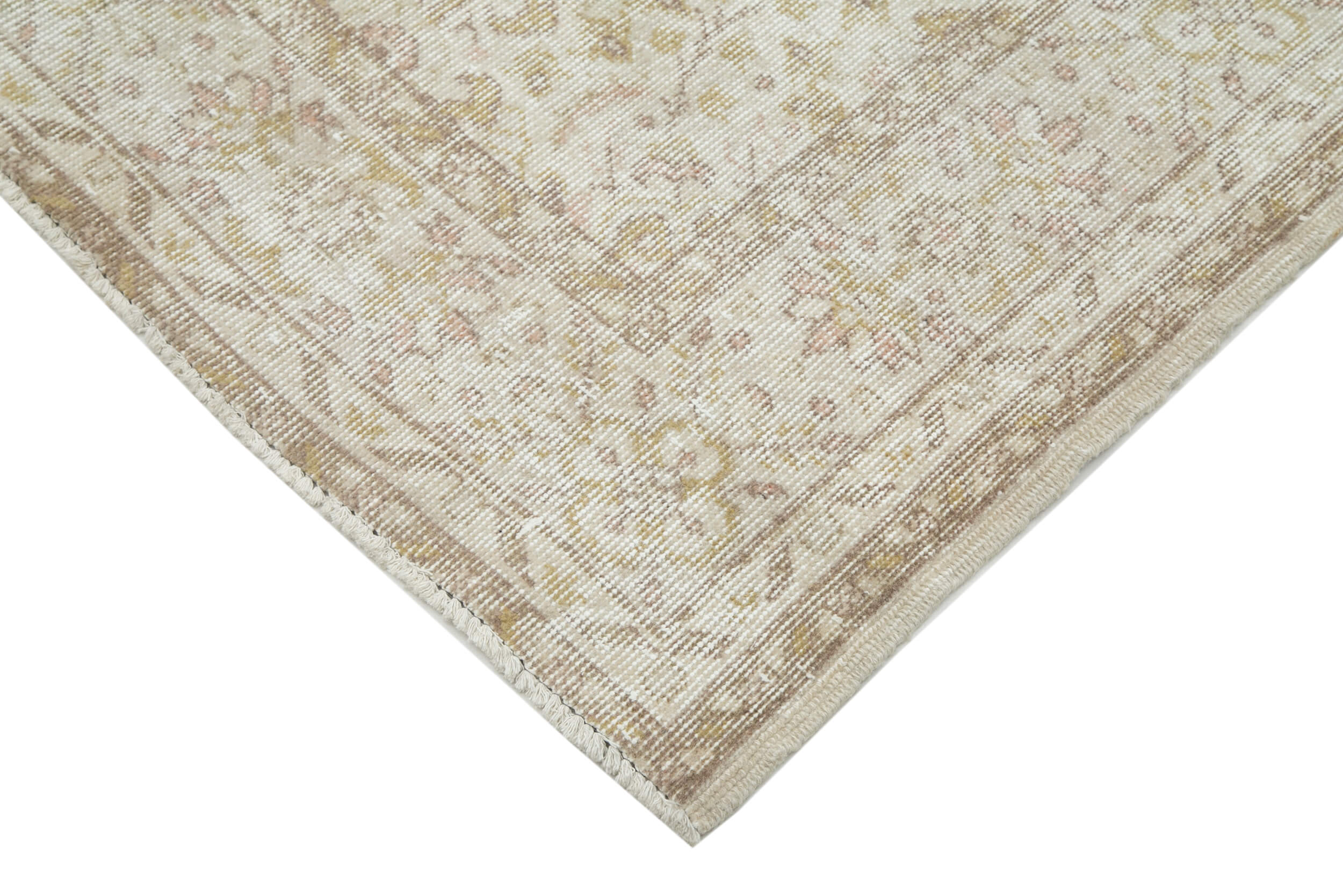 Handmade Wool Area Rug – Vintage Cotton Wool Rug 6'10''x10'0'' Beige Classic