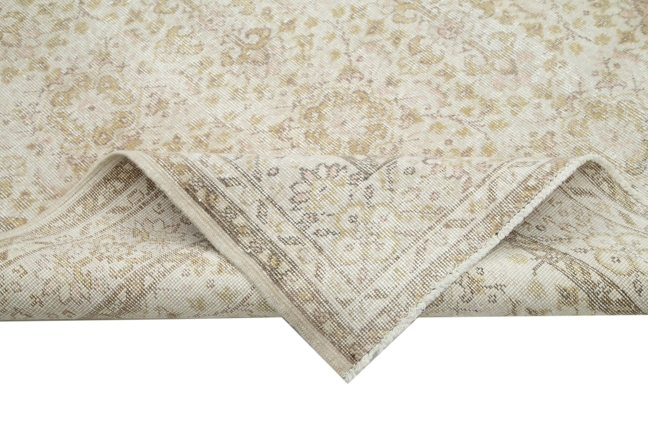 Handmade Wool Area Rug – Vintage Cotton Wool Rug 6'10''x10'0'' Beige Classic