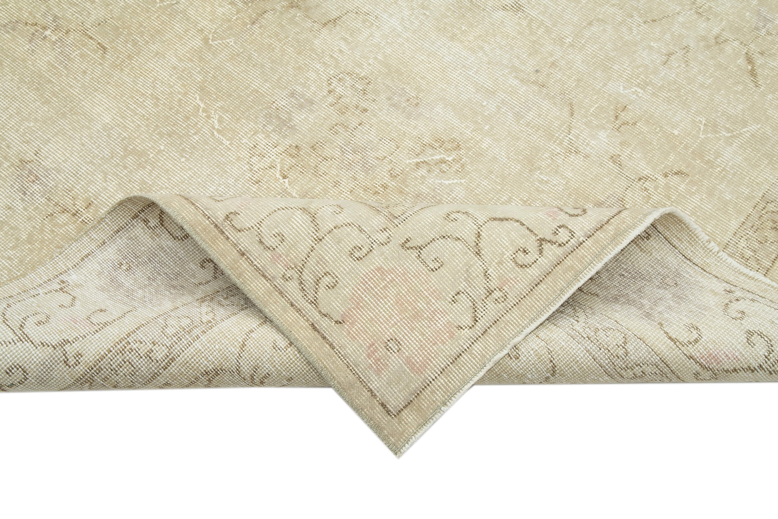 Vintage Wool Area Rug - Handmade Cotton Wool Rug, Neutral Beige Turkish Vintage Carpet 6'11''x10'2''