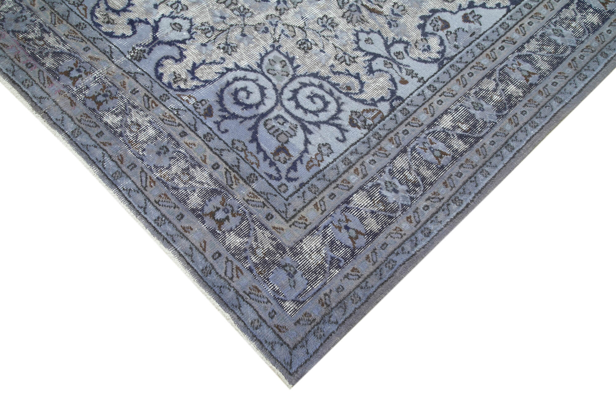 Vintage Cotton Wool Rug - Handmade Area Rug 6'3'' x 9'1'' Blue Wool Carpet
