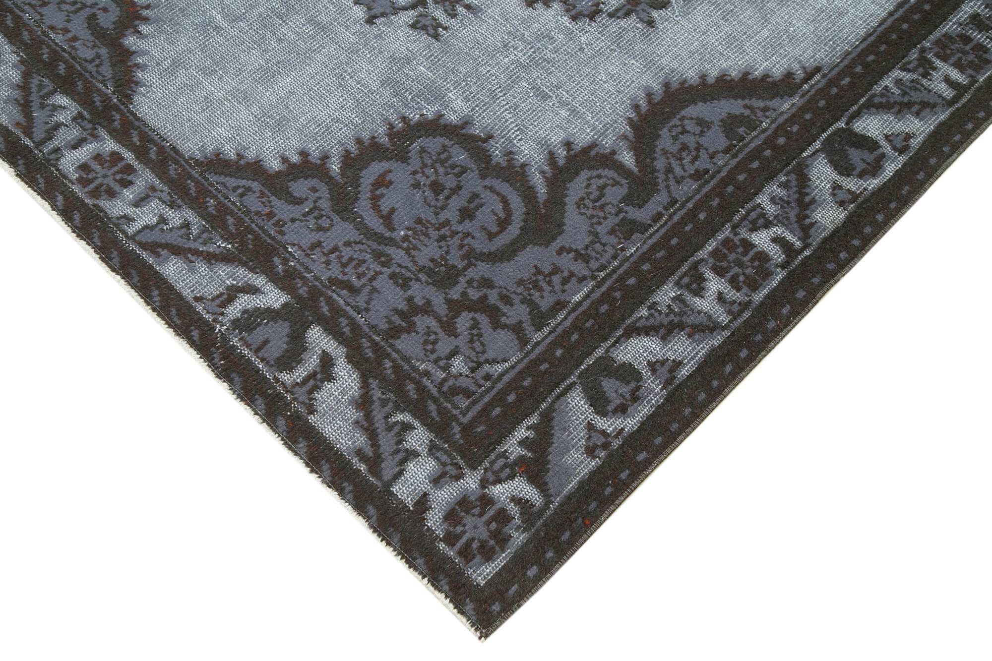 Vintage Wool Area Rug - Hand Woven Rug Cotton Wool Carpet 5'2''x9'5'' Grey