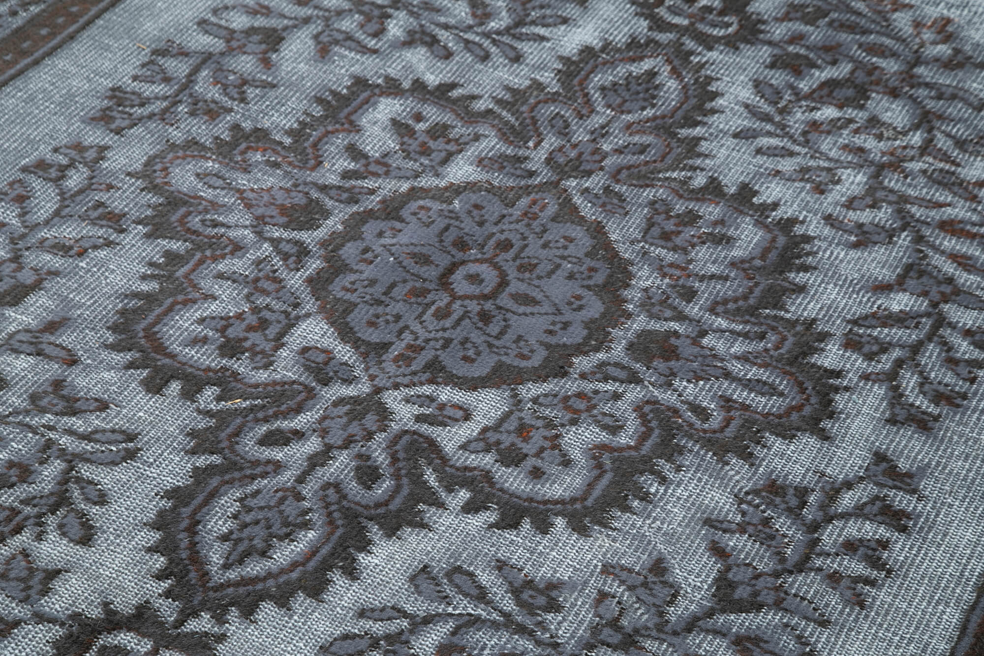 Vintage Wool Area Rug - Hand Woven Rug Cotton Wool Carpet 5'2''x9'5'' Grey