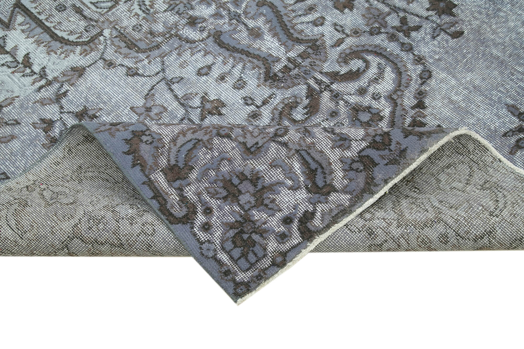 Handmade Wool Area Rug | Turkish Vintage Rug – Soft Wool Carpet Grey