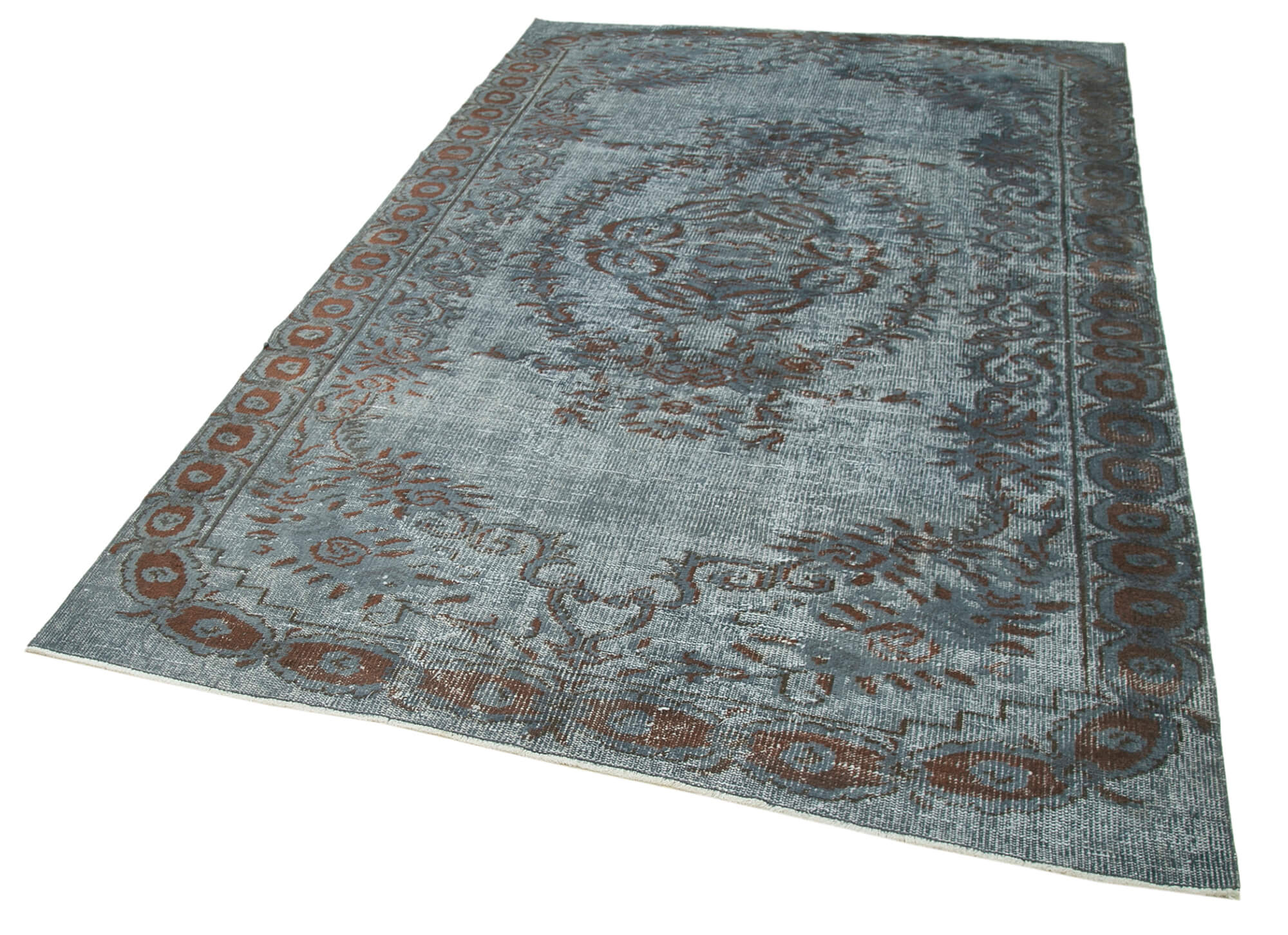 Vintage Cotton Wool Rug – Hand Woven Turkish Area Carpet 5'9''x8'8'' Soft Durable