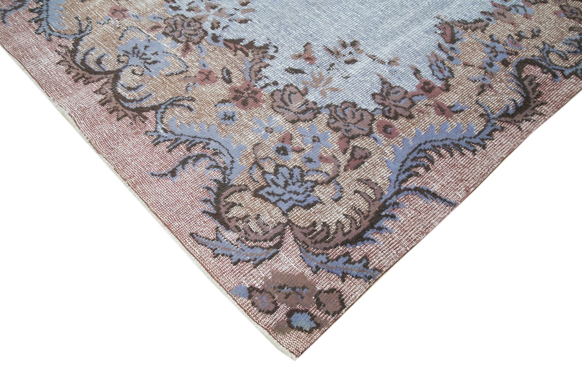 Vintage Handmade Area Rug - Blue Turkish Cotton Wool Carpet 6'2''x9'4''