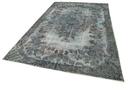 Handmade Vintage Area Rug – Grey Cotton Wool Blend Turkish Carpet 6'7''x10'6''