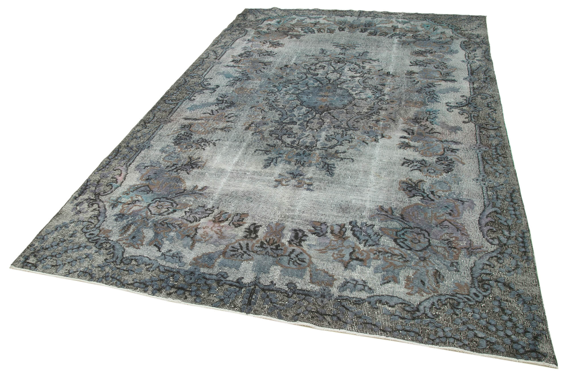 Handmade Vintage Area Rug – Grey Cotton Wool Blend Turkish Carpet 6'7''x10'6''