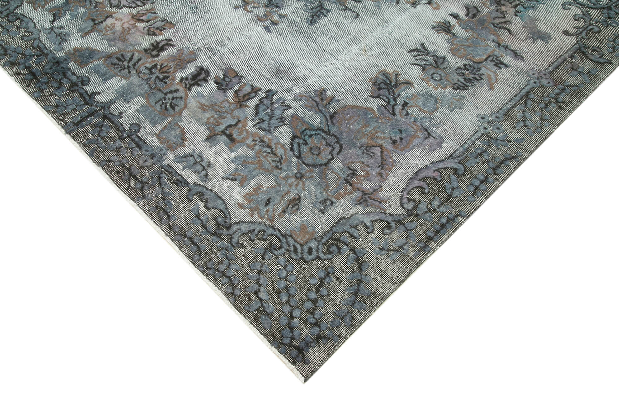 Handmade Vintage Area Rug – Grey Cotton Wool Blend Turkish Carpet 6'7''x10'6''