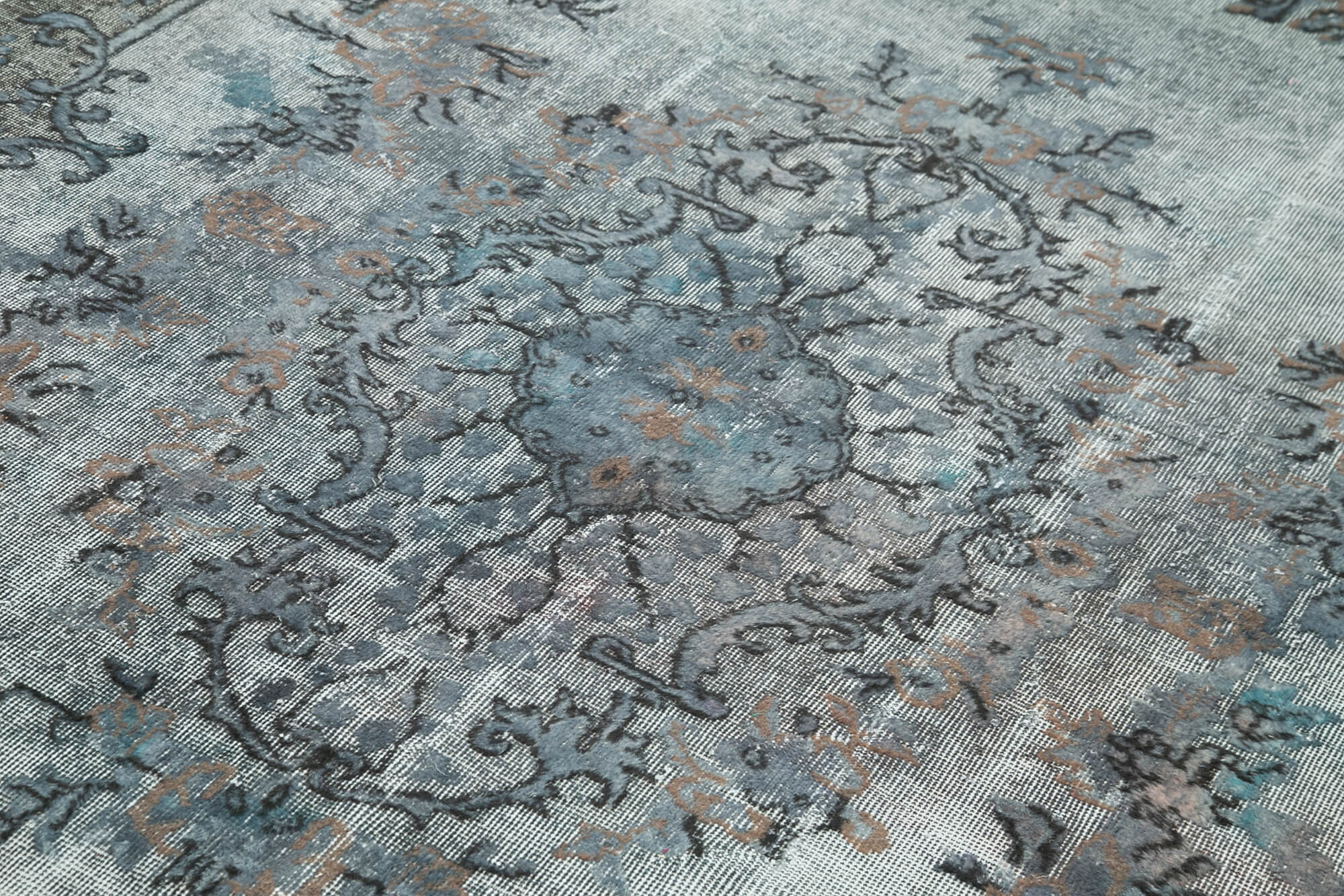 Handmade Vintage Area Rug – Grey Cotton Wool Blend Turkish Carpet 6'7''x10'6''
